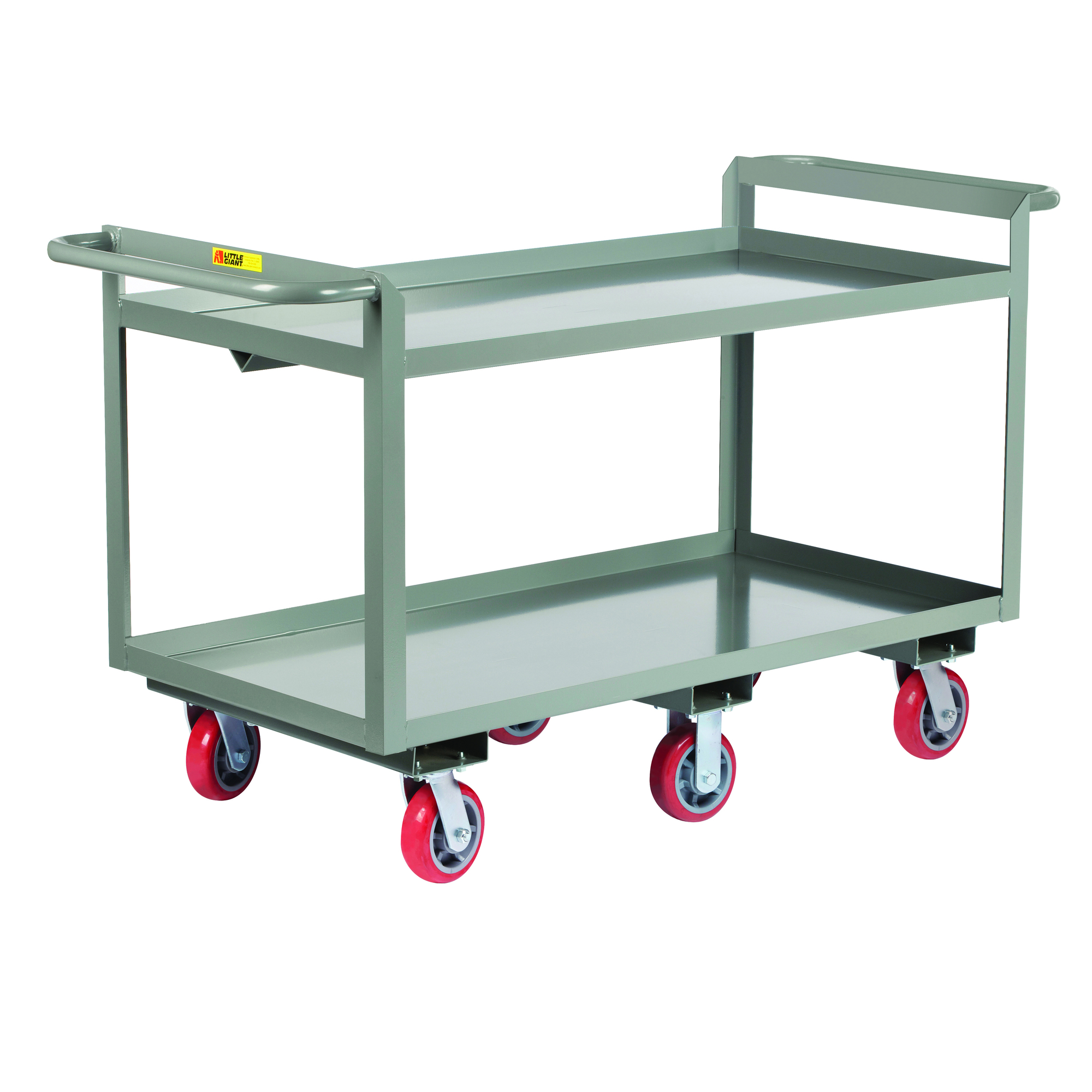 Little Giant, Double Handled HD Shelf Truck, 24x48, 3600 lbs, Total Capacity 3600 lb, Shelves (qty.) 2, Material Carbon Steel, Model GL6W2448-6PY-2H