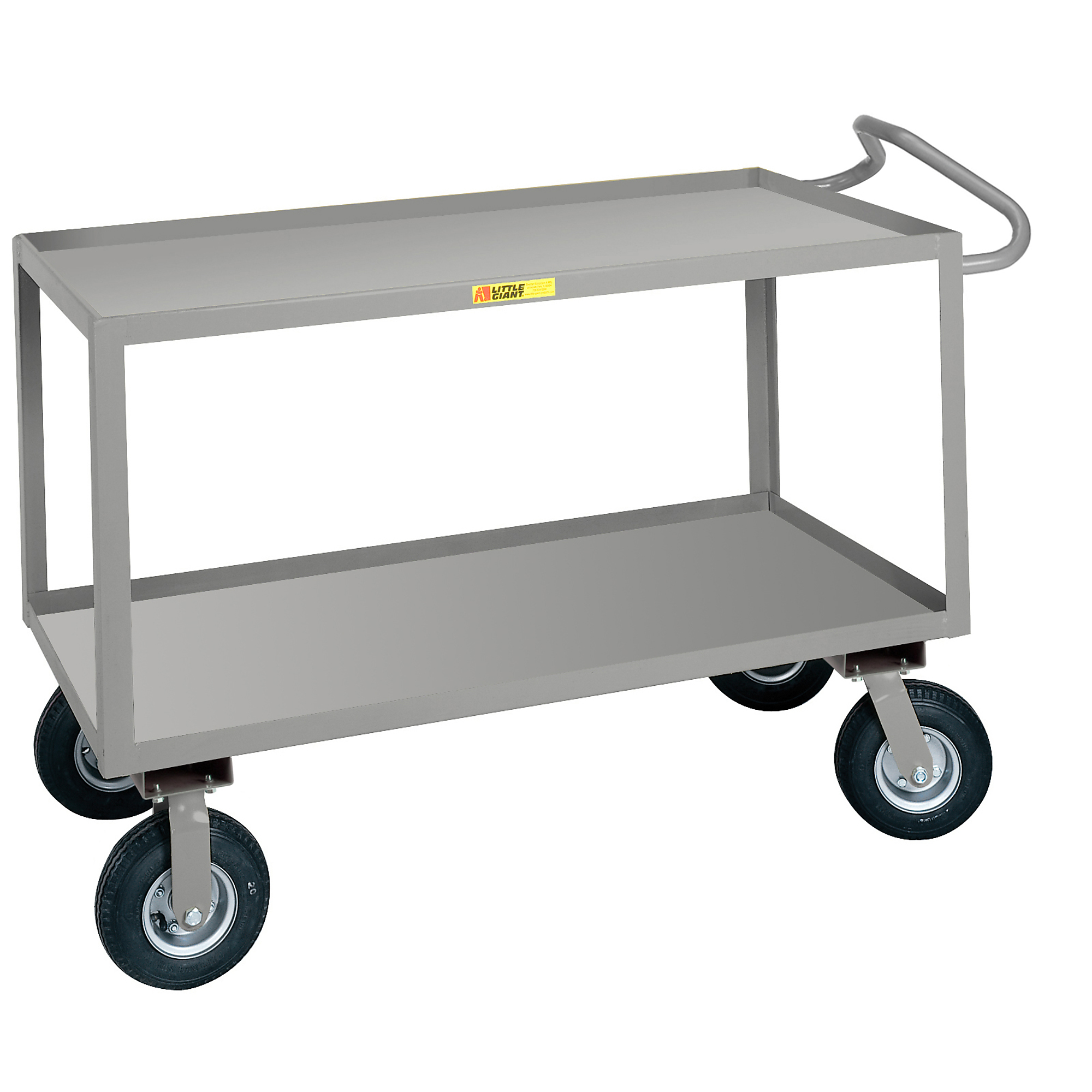 Little Giant, Ergonomic Handle Instrument Cart, 24x36, 1200 lbs, Total Capacity 1200 lb, Shelves (qty.) 2, Material Carbon Steel, Model ENGLF-2436-9P