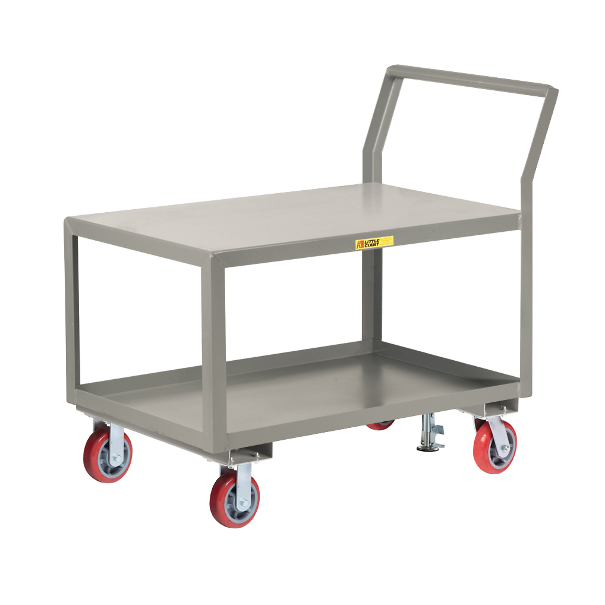 Little Giant, Sloped Handle HD Shelf Cart, 30x48, 3600 lbs, Total Capacity 3600 lb, Shelves (qty.) 2, Material Carbon Steel, Model GCK-3048-6PY-FL