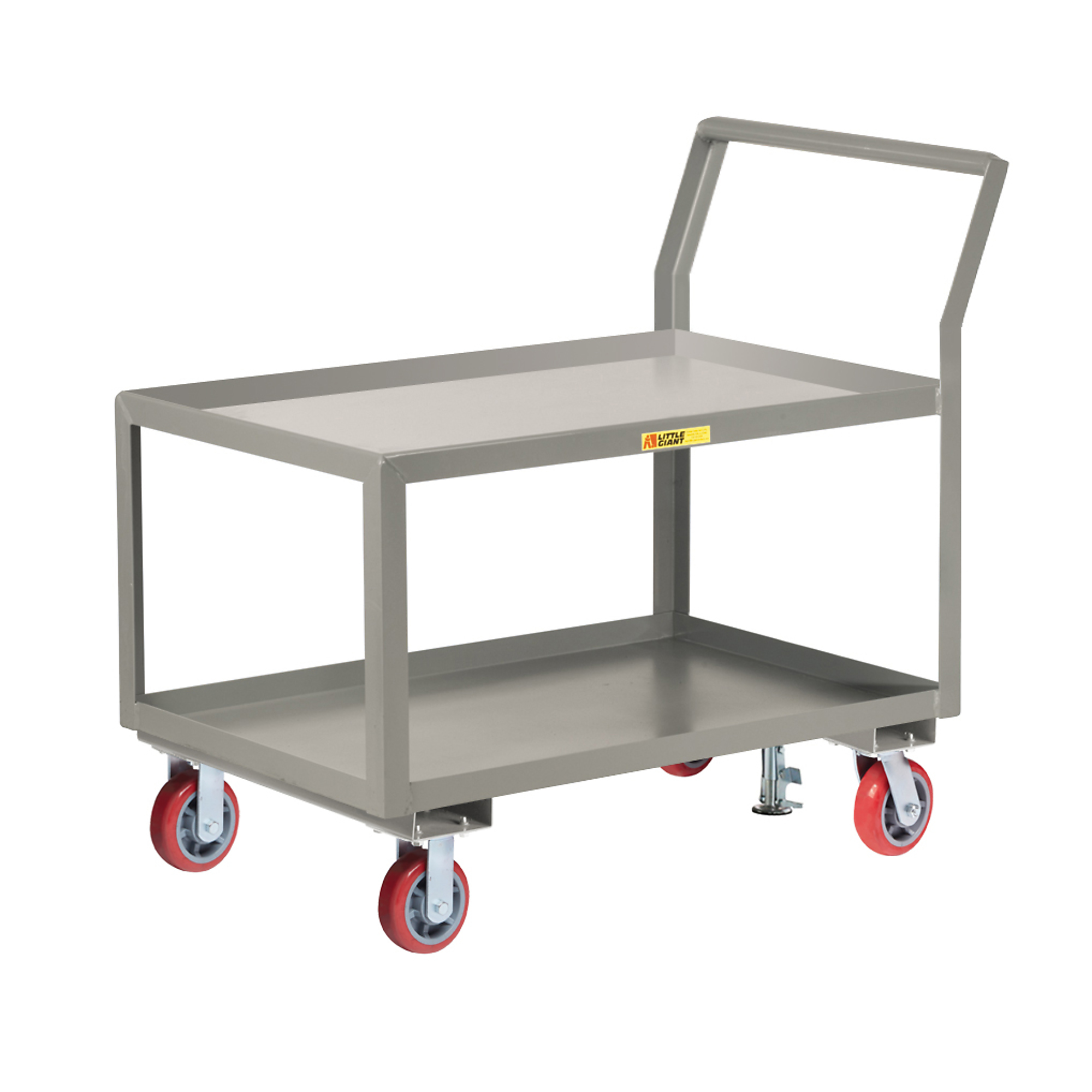 Little Giant, Sloped Handle HD Shelf Cart, 24x36, 3600 lbs, Total Capacity 3600 lb, Shelves (qty.) 2, Material Carbon Steel, Model GLK-2436-6PY-FL