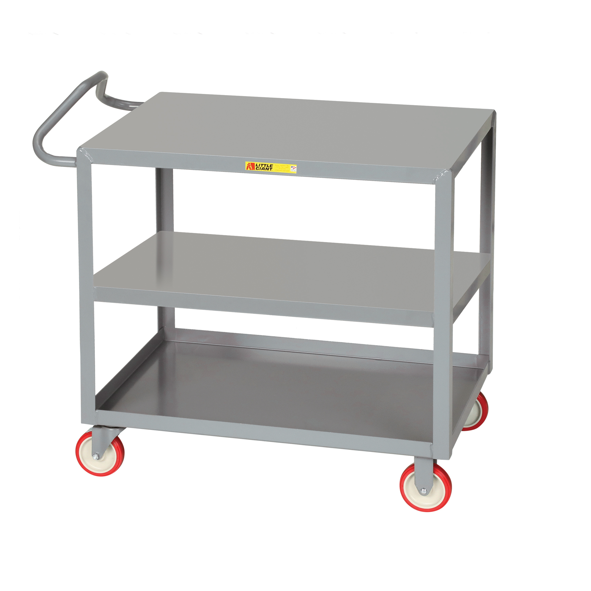 Little Giant, Ergonomic Shelf Truck, 24x36, 1200 lbs, Total Capacity 1200 lb, Shelves (qty.) 3, Material Carbon Steel, Model 3ENLG-2436-BRK