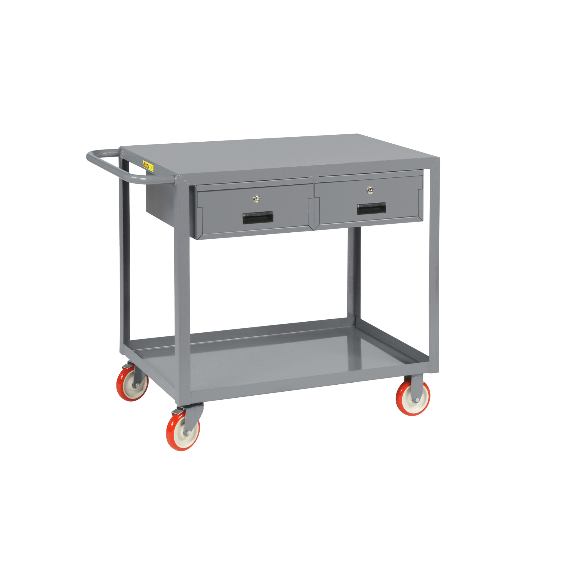 Little Giant, Welded Service Cart, Drawer,s, 24x48, 1200 lbs, Total Capacity 1200 lb, Shelves (qty.) 2, Material Carbon Steel, Model LG-2448-BK-2DR