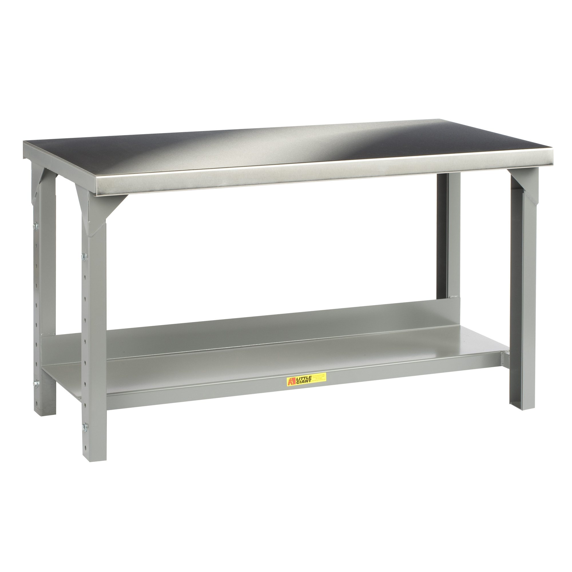 Little Giant, Crbn Steel Workbench, Stainless Steel Top, 4000lb, Width 72 in, Depth 30 in, Height 27 in, Model WSS2-3072-AH