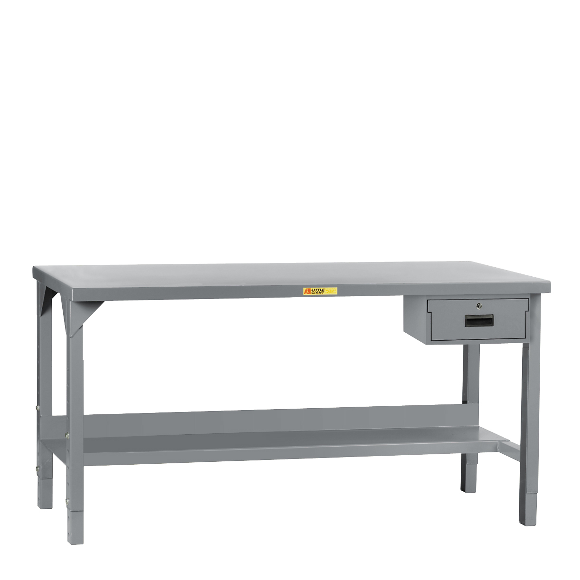 Little Giant, Adj Ht Welded Steel Workbenches, 4000 lb, Drawer, Width 72 in, Depth 36 in, Height 27 in, Model WST2-3672-AH-DR