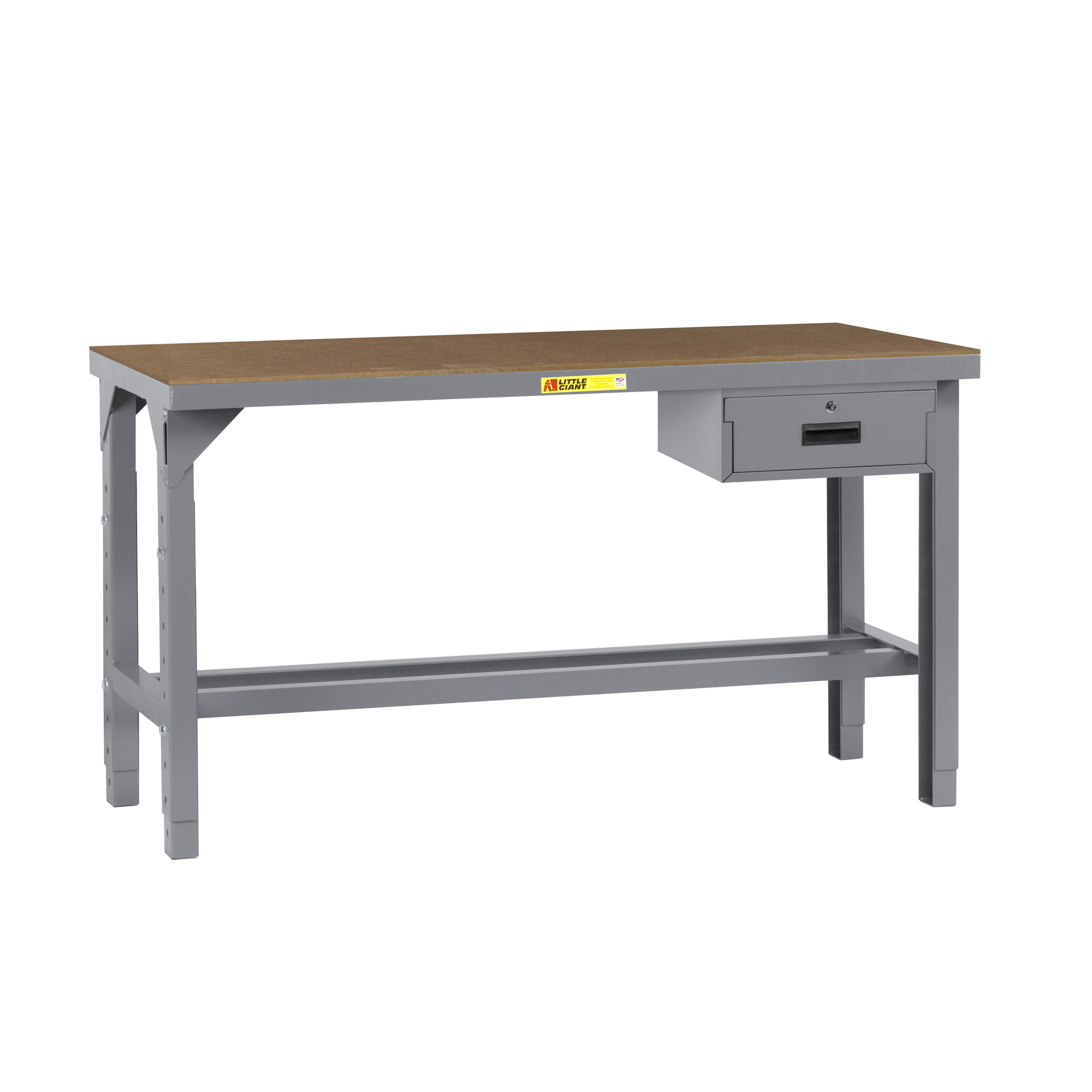 Little Giant, Adj Ht Steel Workbenches, 24x48, Hardboard, 5000lb, Width 48 in, Depth 24 in, Height 27 in, Model WSH1-2448-AH-DR