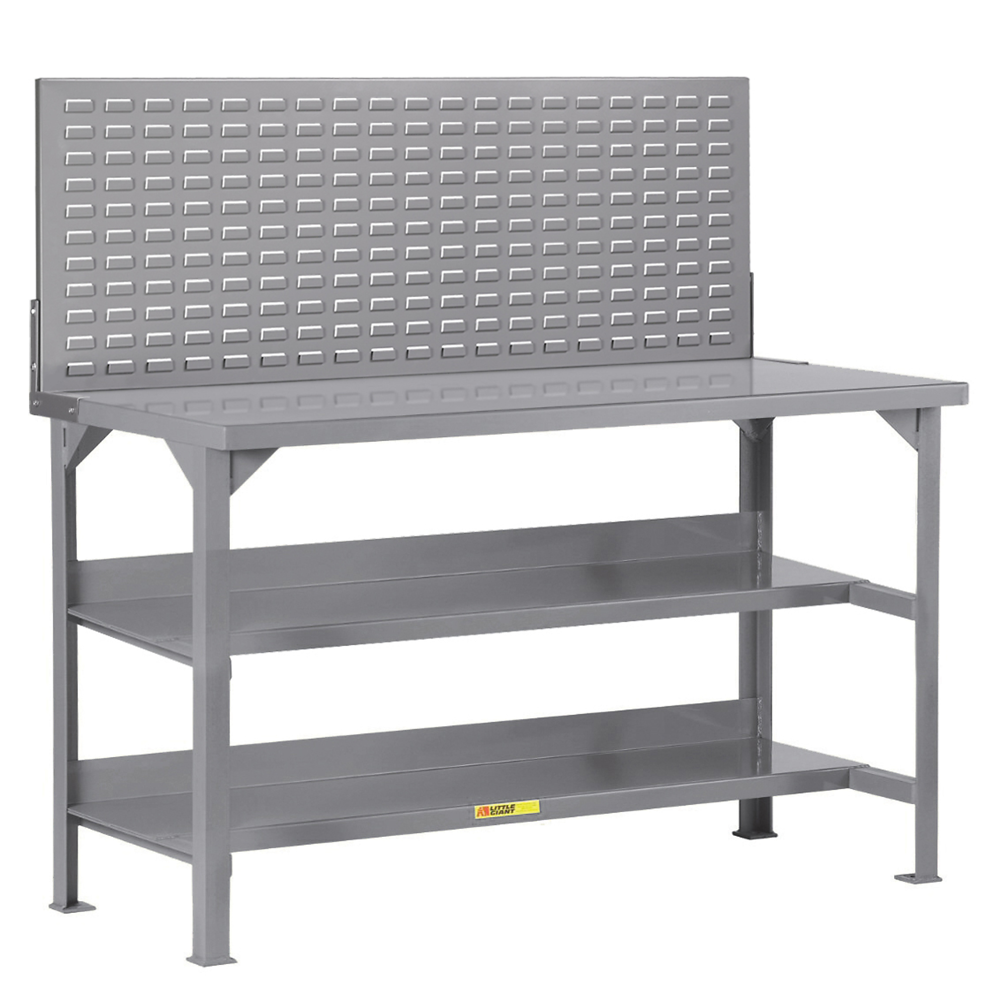 Little Giant, Welded Workbench, 24x48, 2 Lower Shelves, Louvered, Width 48 in, Depth 24 in, Height 60 in, Model WST3-2448-36-LP