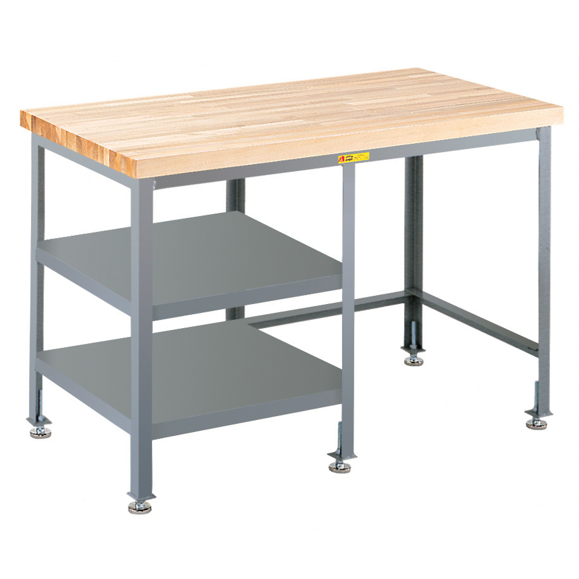 Little Giant, Butcher Block Table, 24Inchx48Inch, 2 flush side shelves, Width 48 in, Depth 24 in, Height 32 in, Model WT-2S-2448-LL