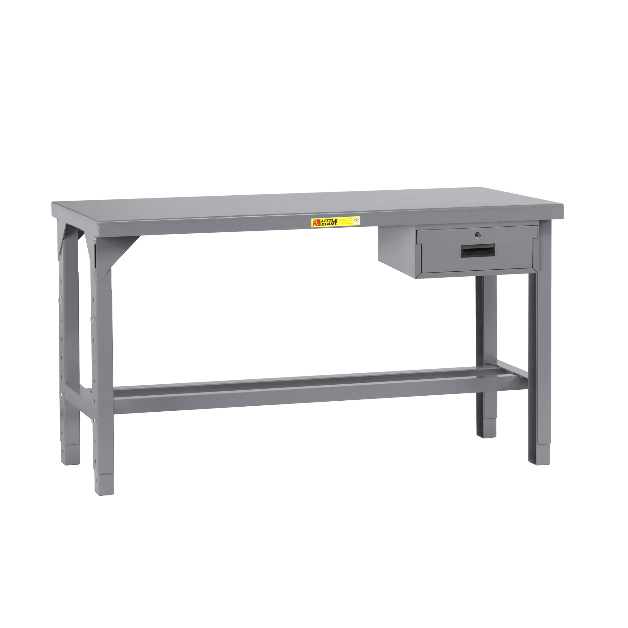 Little Giant, Adj Ht Welded Steel Workbenches, 4000 lb, Drawer, Width 72 in, Depth 30 in, Height 27 in, Model WST1-3072-AH-DR