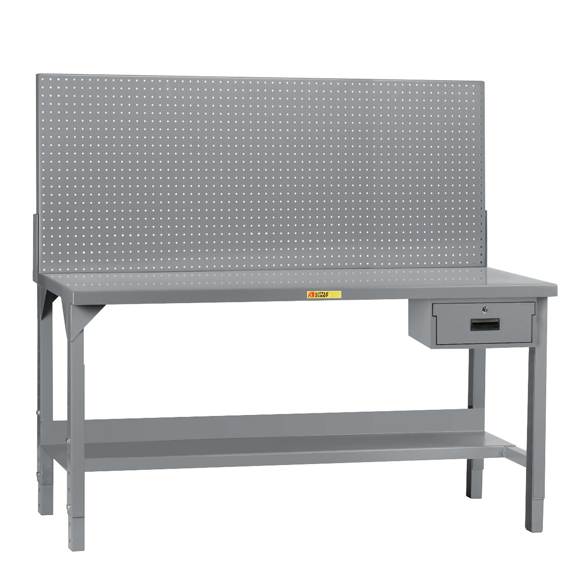 Little Giant, Adj Ht Welded Workbenches, 4500 lb, Pegboard Panel, Width 60 in, Depth 24 in, Height 51 in, Model WST2-2460AHPBDR