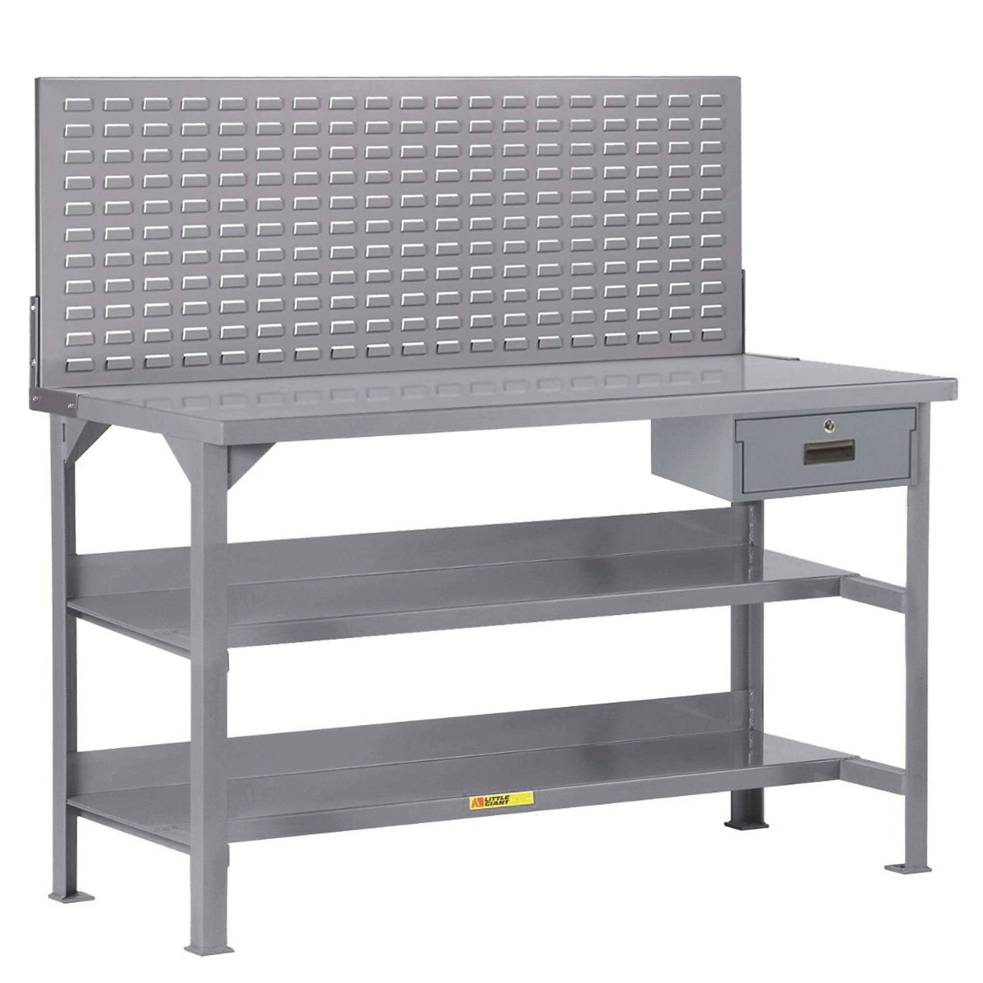 Little Giant, Welded Workbenches, 5000 lb, Square Hole Pegboard, Width 48 in, Depth 24 in, Height 60 in, Model WST3-244836LPDR