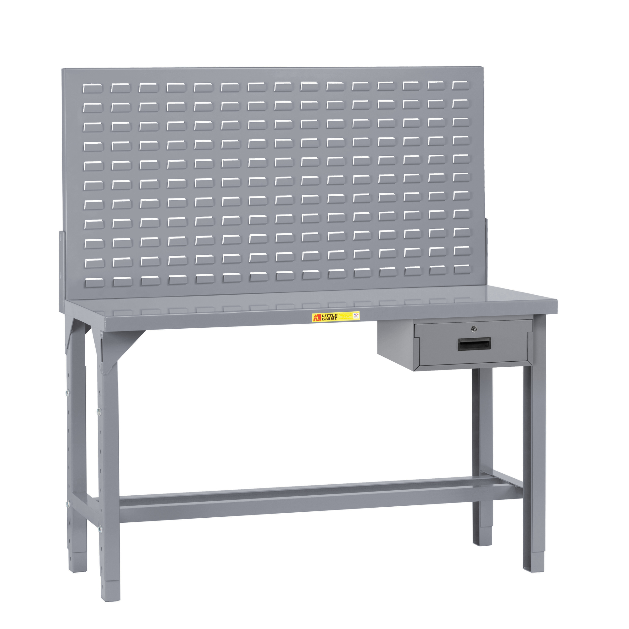 Little Giant, Adj Ht Welded Workbenches, 5000 lb, Louvered Panel, Width 48 in, Depth 24 in, Height 51 in, Model WST1-2448AHLPDR