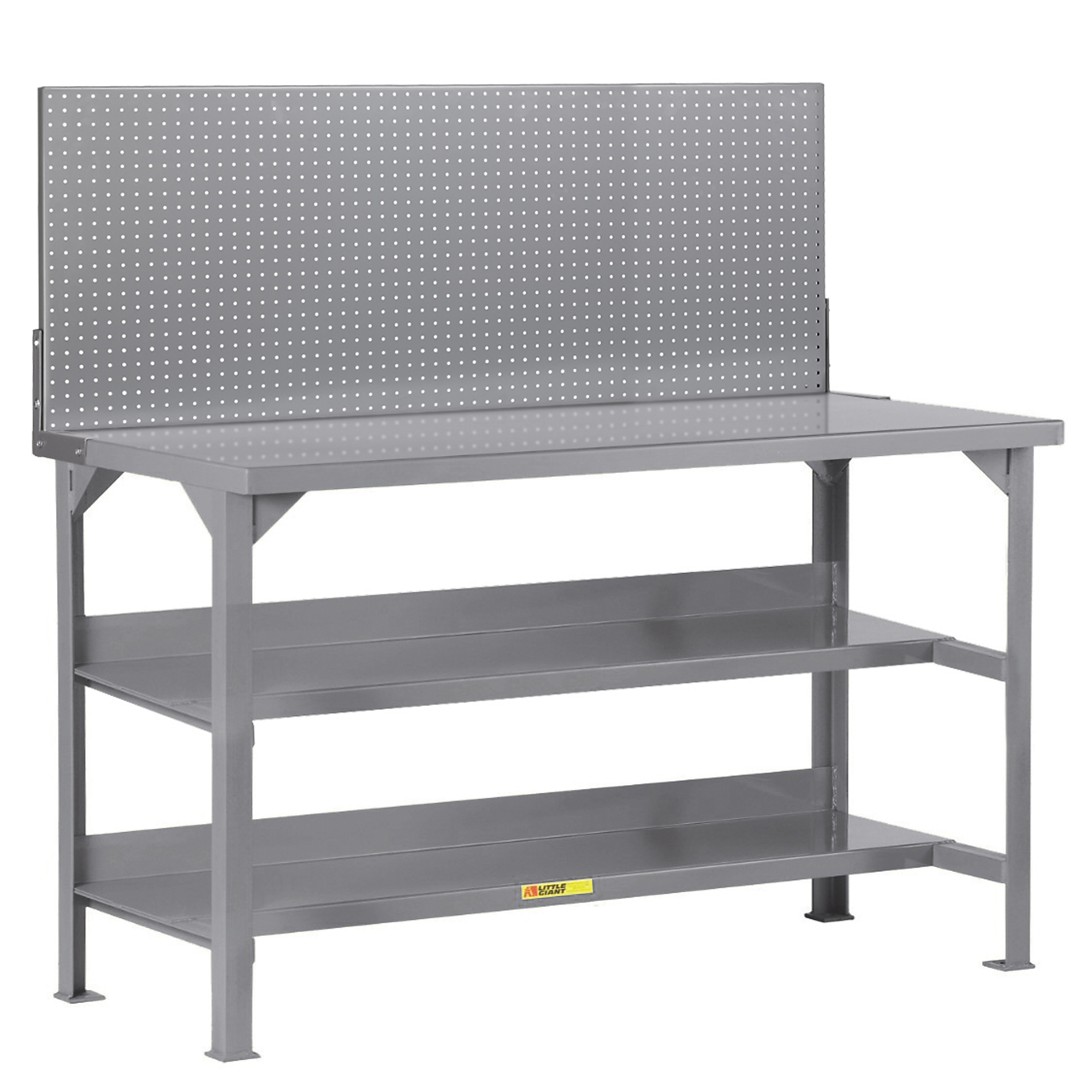 Little Giant, Welded Workbench, 24x60, 2 Lower Shelves, Pegboard, Width 60 in, Depth 24 in, Height 60 in, Model WST3-2460-36-PB