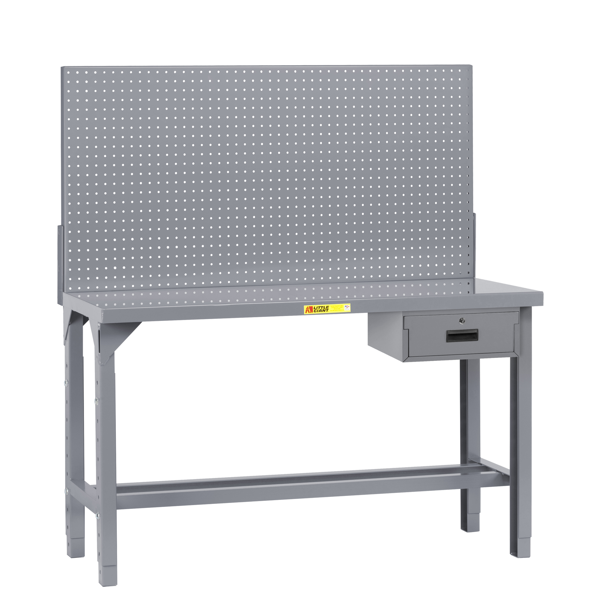 Little Giant, Adj Ht Welded Workbenches, 4500 lb, Pegboard Panel, Width 60 in, Depth 36 in, Height 51 in, Model WST1-3660AHPBDR