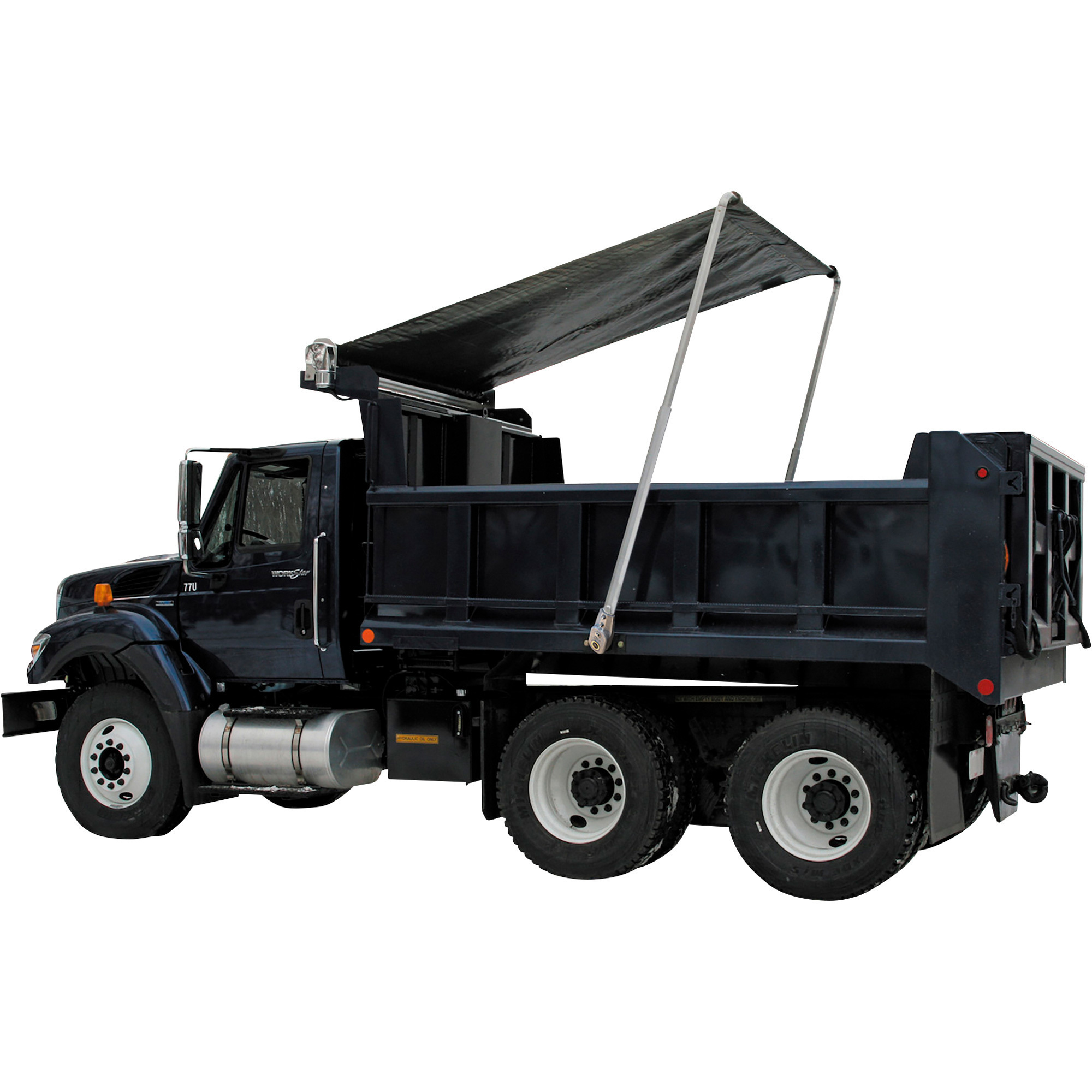 Buyers Products Electric Side-Mount Tarp System with Wind Deflector, For 8ft.-19ft. Dump Trailers, 600W/90:1 Motor, 1Yr. Warranty, Model 5544000
