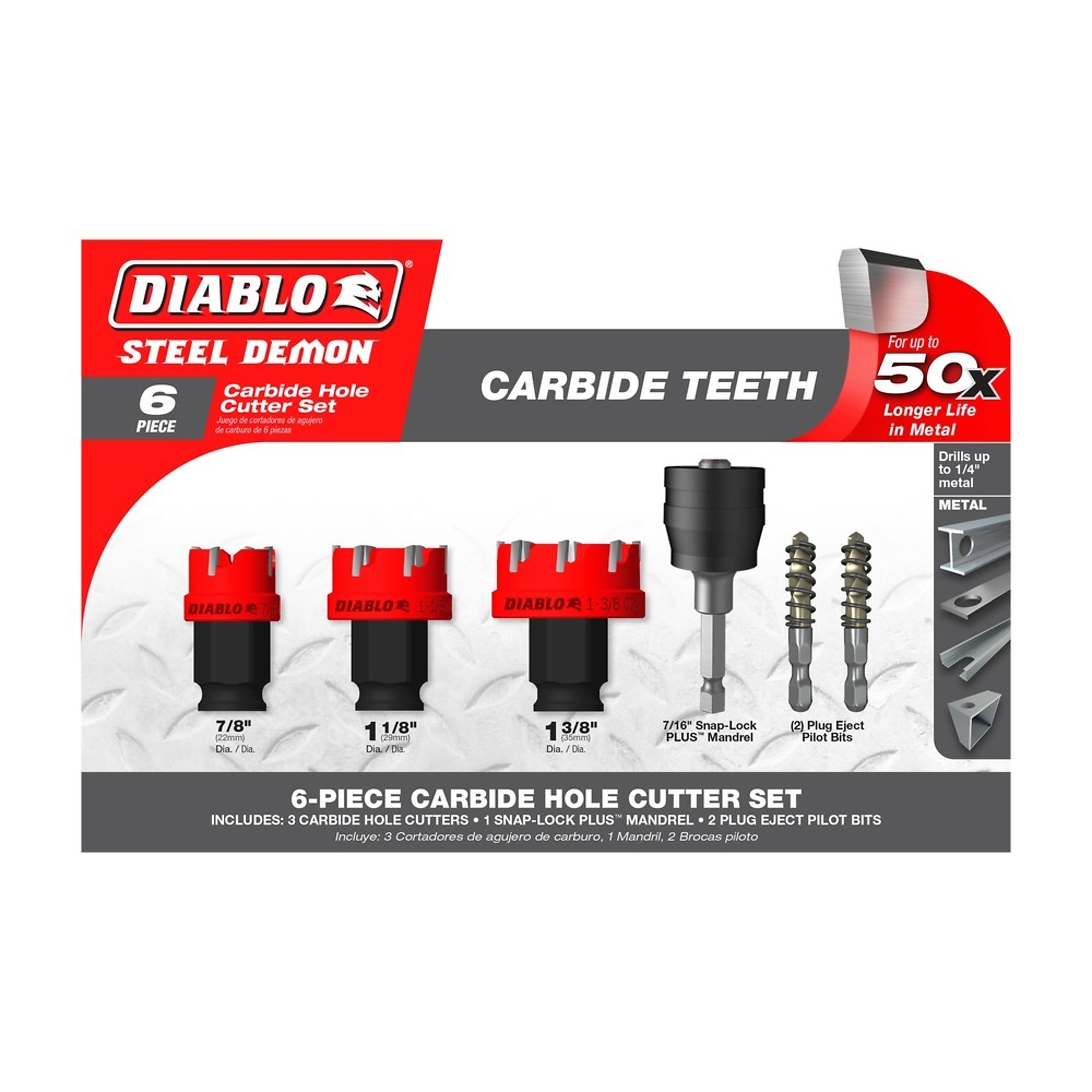 Diablo Tools, 6pc Carbide Teeth Hole Cutter Set, Included (qty.) 1, Model DHS06CFS