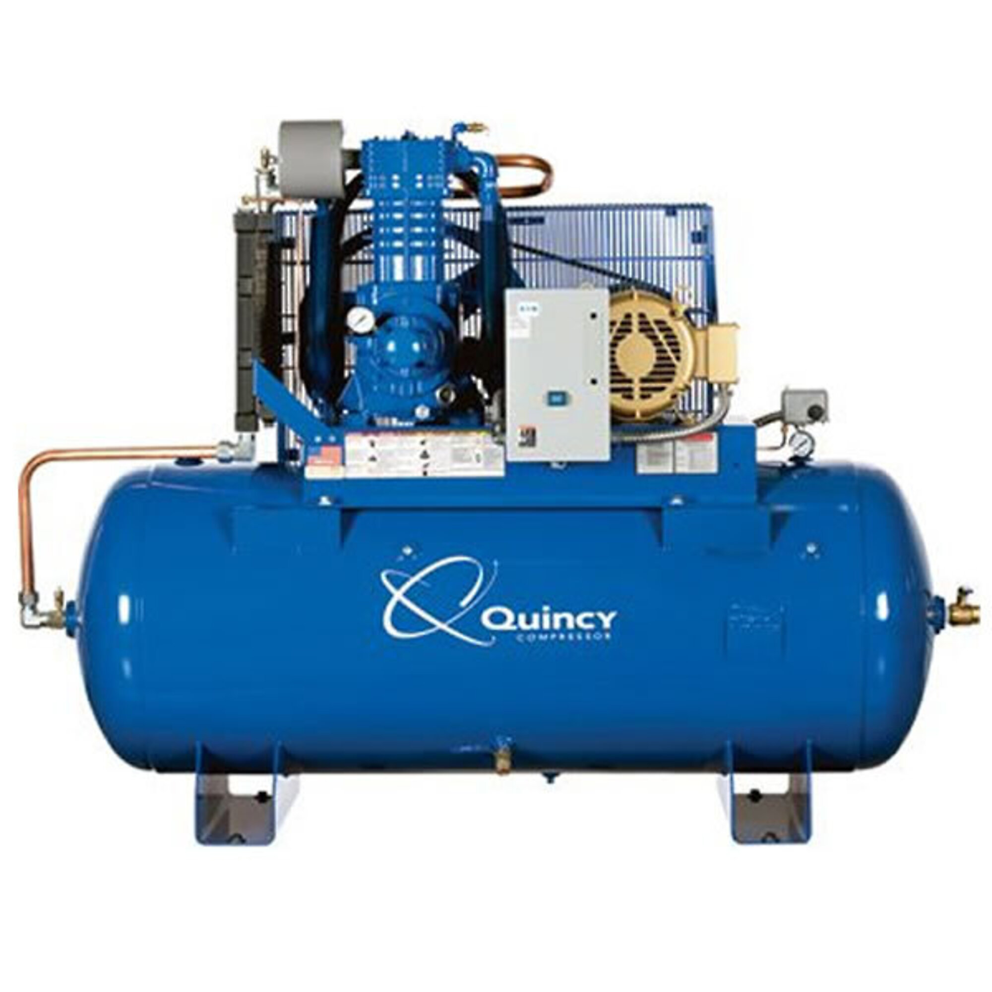 Quincy Compressor, QP2 10H 120G 2Stg Air Compressor 200V 3ph H PRO, Horsepower 10 HP, Air Tank Size 120 Gal, Volts 200 Model 5103DS12HCA20