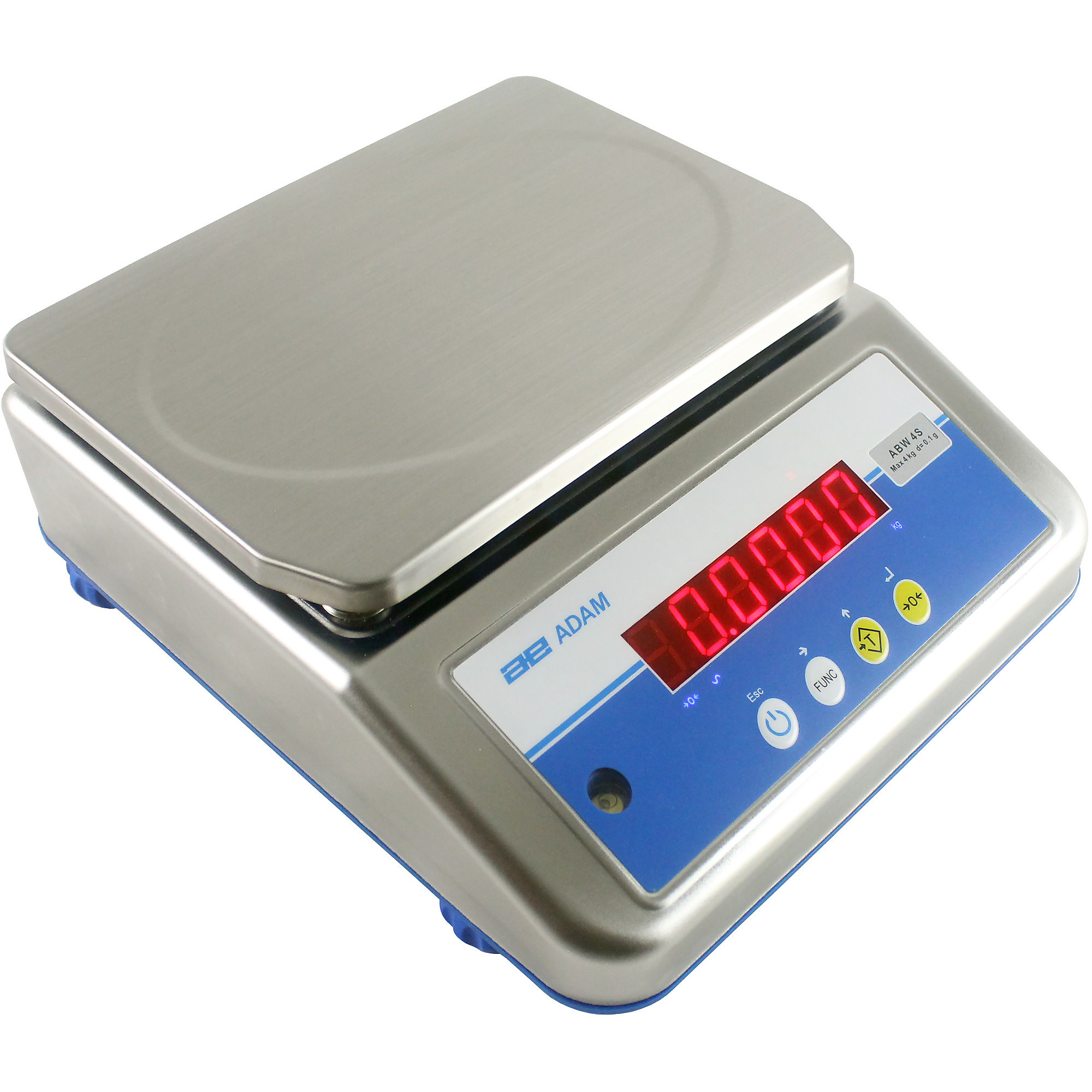 Adam Equipment, Aqua Washdown Scale 4kg x 0.1g, Capacity 9 lb, Platform Length 9.6 in, Platform Width 7.1 in, Model ABW 4S