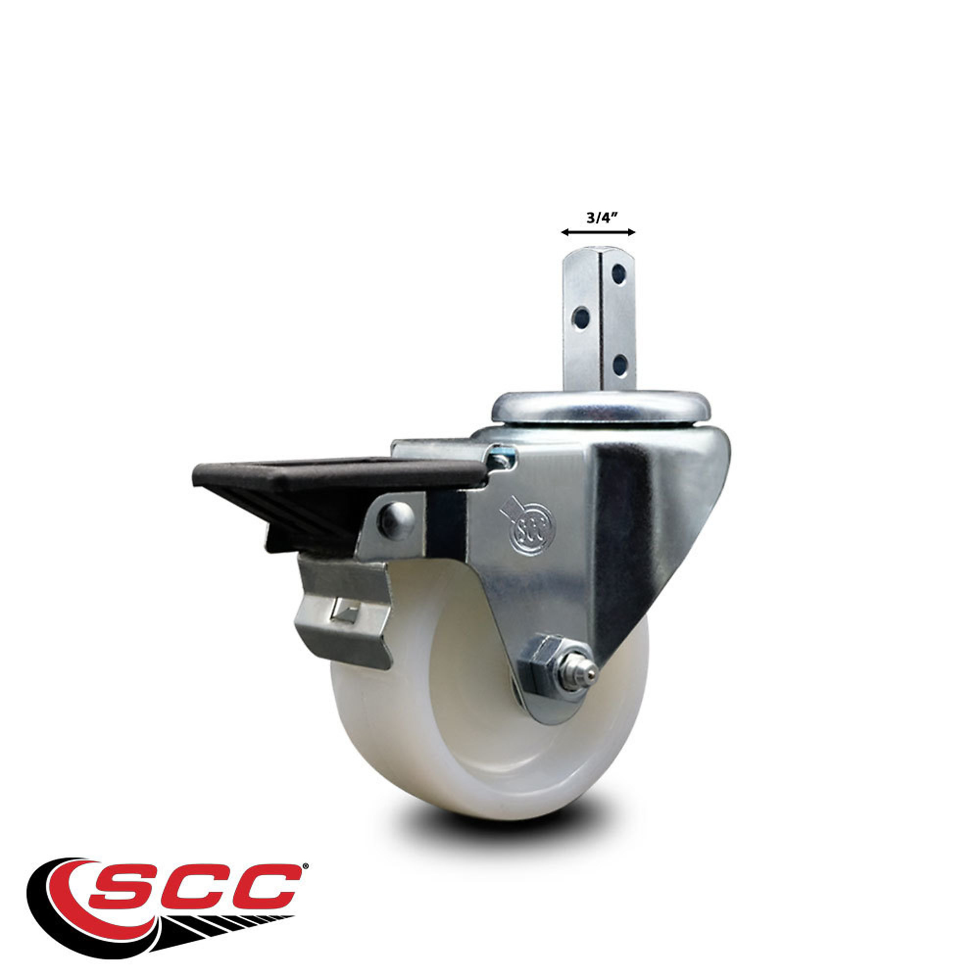 Service Caster, 3Inch x 1 1/4Inch Stem Caster, Wheel Diameter 3 in, Caster Type Swivel, Package (qty.) 1, Model SCC-SQ20S314-NYS-PLB-34