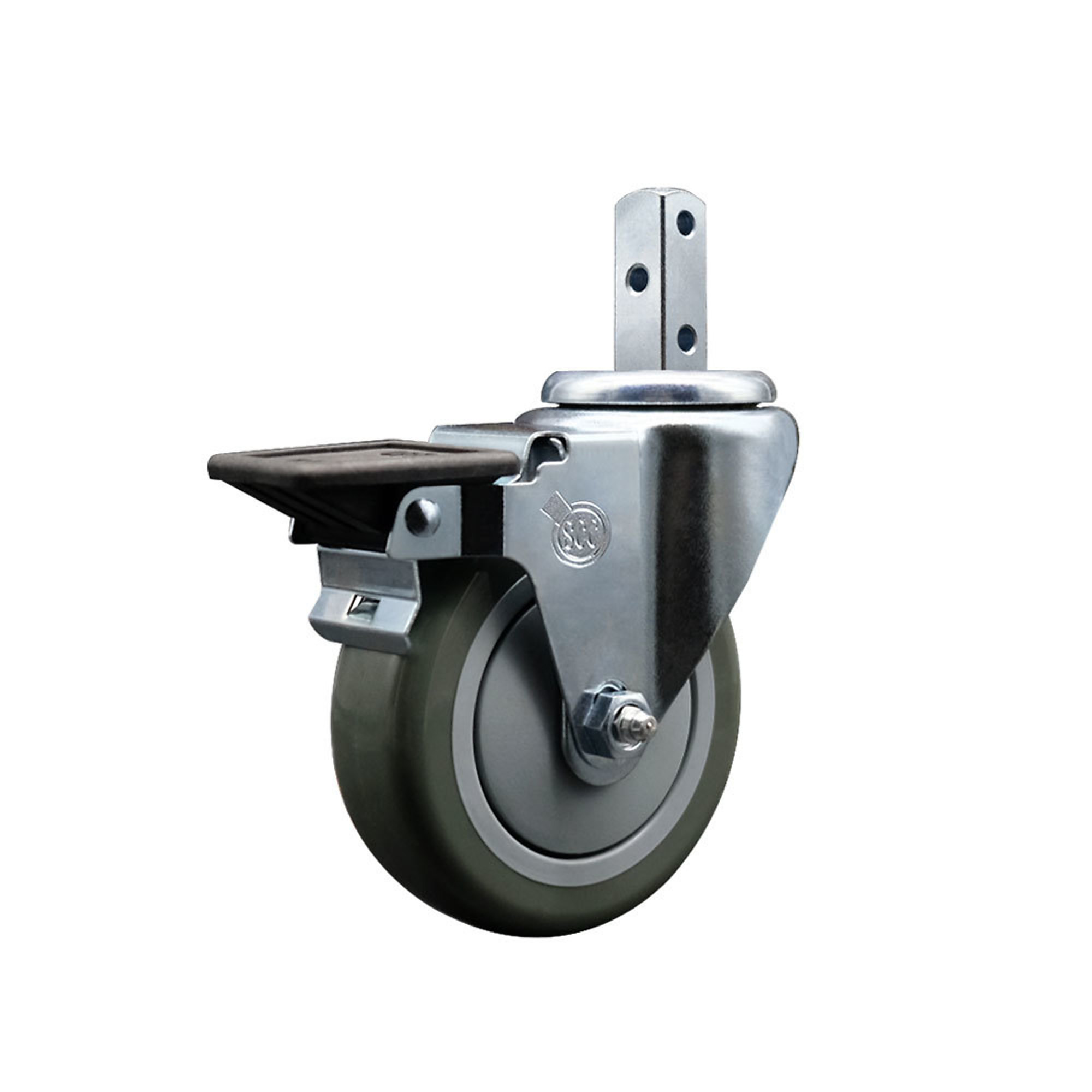 Service Caster, 4Inch x 1 1/4Inch Stem Caster, Wheel Diameter 4 in, Caster Type Swivel, Package (qty.) 1, Model SCC-SQ20S414-PPUB-GRY-PLB-34