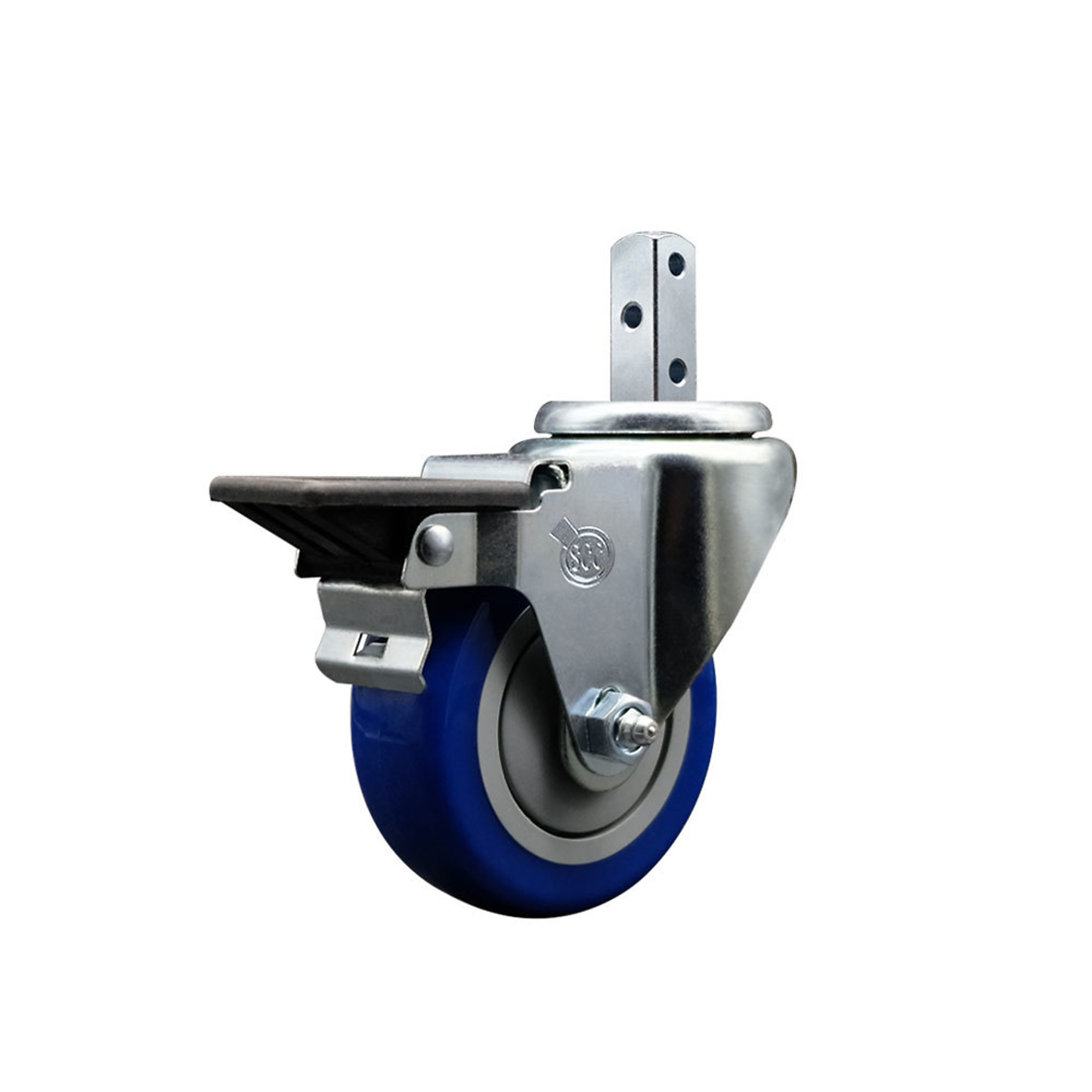 Service Caster, 3 1/2Inch x 1 1/4Inch Stem Caster, Wheel Diameter 3.5 in, Caster Type Swivel, Package (qty.) 1, Model SCC-SQ20S3514-PPUB-BLUE-PLB-34