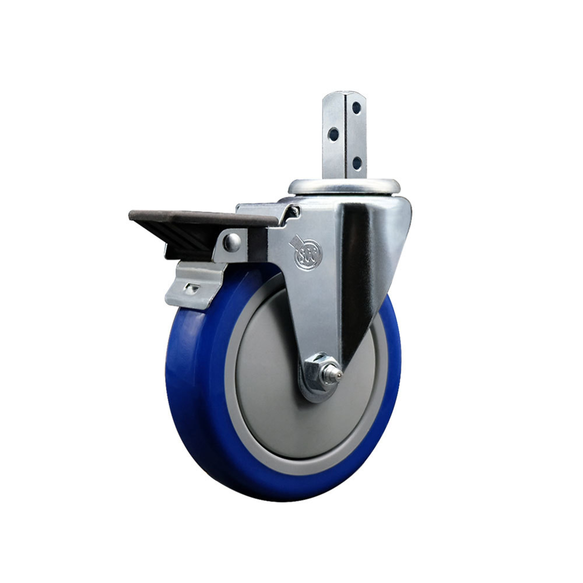 Service Caster, 5Inch x 1 1/4Inch Stem Caster, Wheel Diameter 5 in, Caster Type Swivel, Package (qty.) 1, Model SCC-SQ20S514-PPUB-BLUE-PLB-78