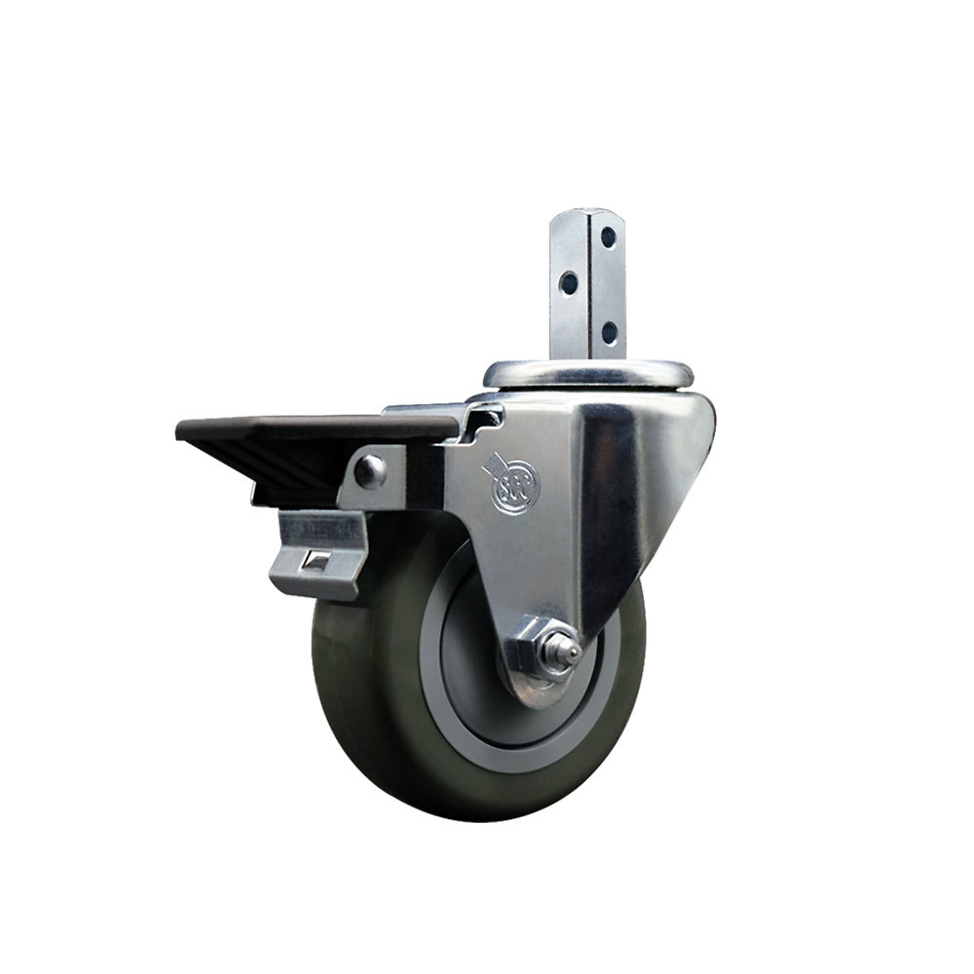 Service Caster, 3 1/2Inch x 1 1/4Inch Stem Caster, Wheel Diameter 3.5 in, Caster Type Swivel, Package (qty.) 1, Model SCC-SQ20S3514-PPUB-GRY-PLB-34