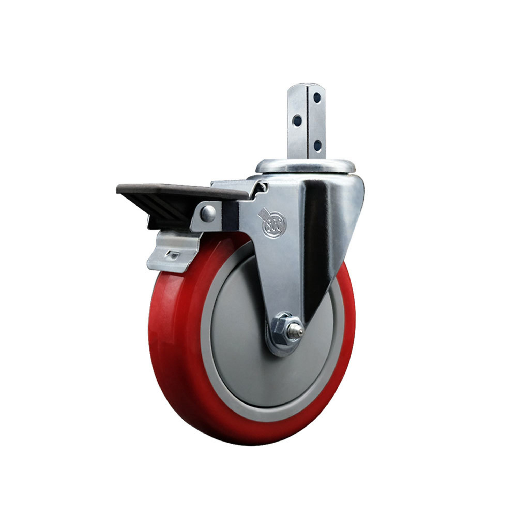 Service Caster, 5Inch x 1 1/4Inch Stem Caster, Wheel Diameter 5 in, Caster Type Swivel, Package (qty.) 1, Model SCC-SQ20S514-PPUB-RED-PLB-34