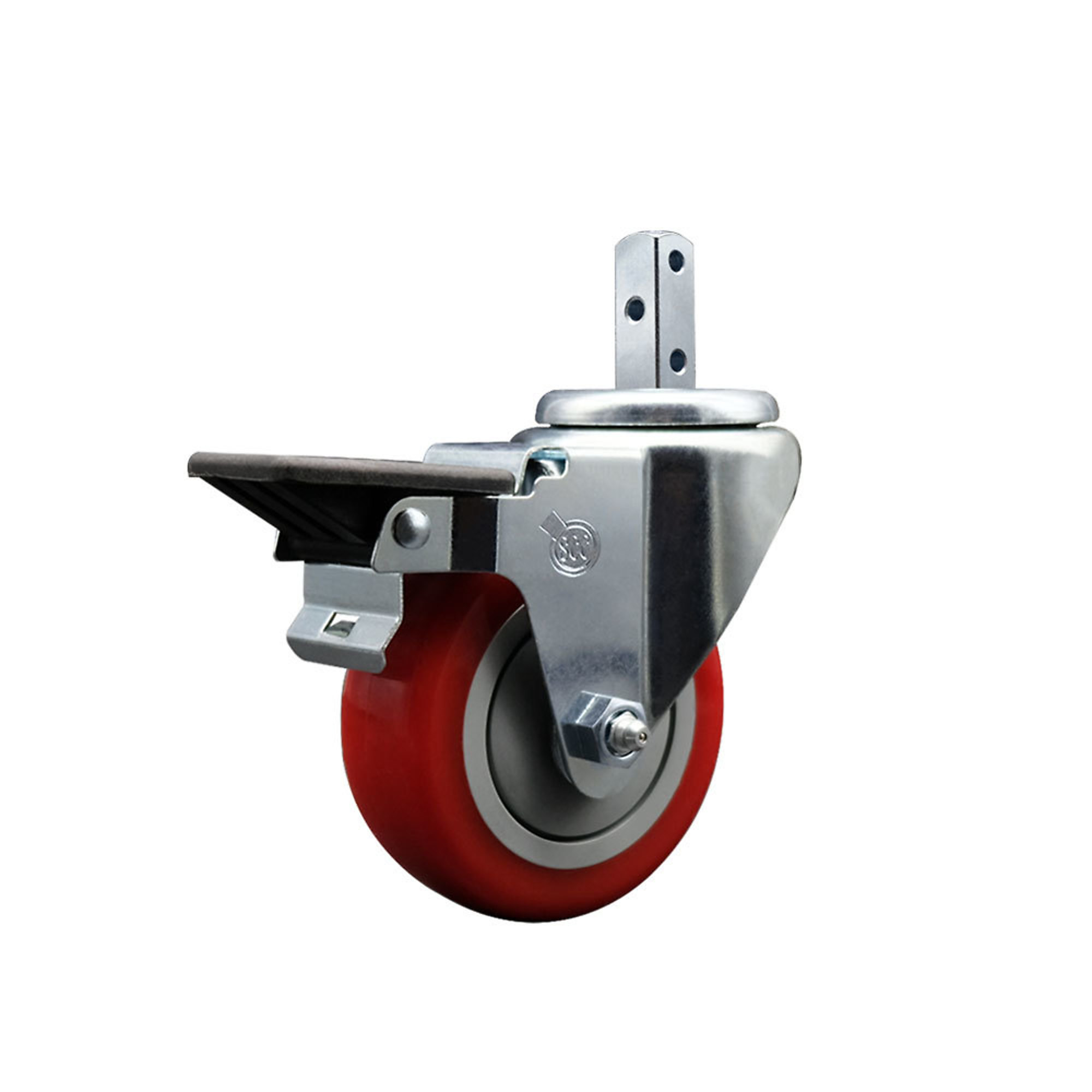 Service Caster, 3 1/2Inch x 1 1/4Inch Stem Caster, Wheel Diameter 3.5 in, Caster Type Swivel, Package (qty.) 1, Model SCC-SQ20S3514-PPUB-RED-PLB-34