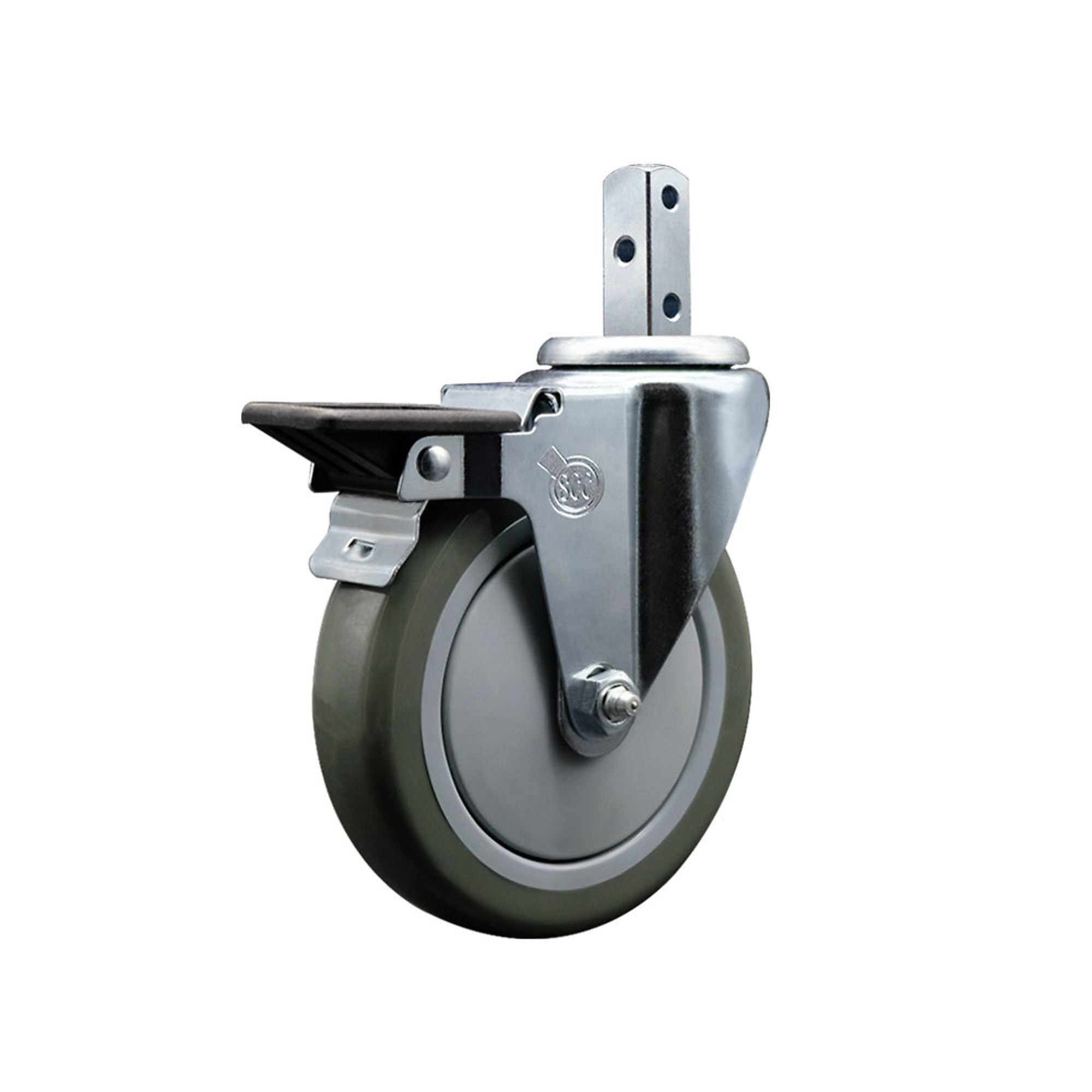 Service Caster, 5Inch x 1 1/4Inch Stem Caster, Wheel Diameter 5 in, Caster Type Swivel, Package (qty.) 1, Model SCC-SQ20S514-PPUB-GRY-PLB-78