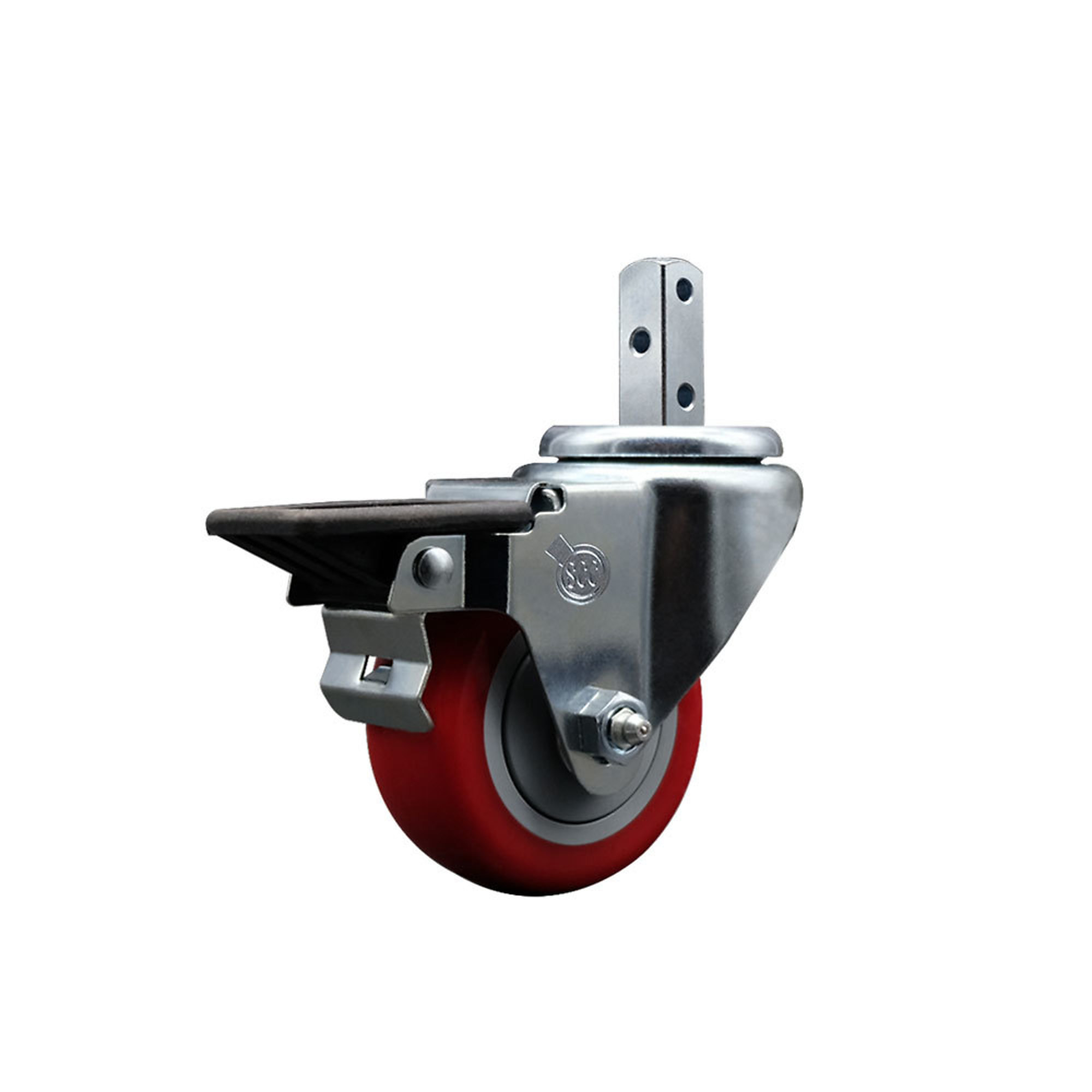 Service Caster, 3Inch x 1 1/4Inch Stem Caster, Wheel Diameter 3 in, Caster Type Swivel, Package (qty.) 1, Model SCC-SQ20S314-PPUB-RED-PLB-78