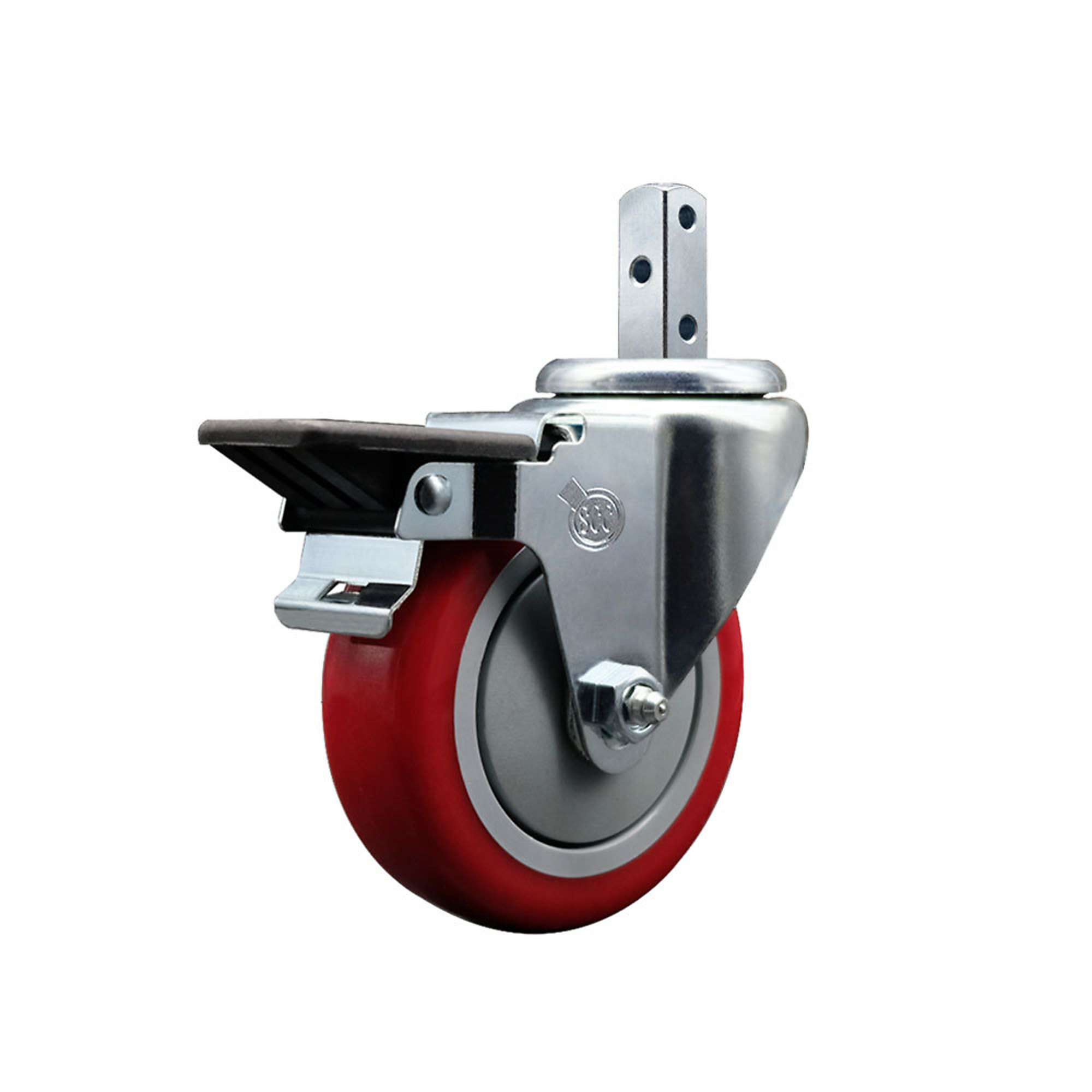 Service Caster, 4Inch x 1 1/4Inch Stem Caster, Wheel Diameter 4 in, Caster Type Swivel, Package (qty.) 1, Model SCC-SQ20S414-PPUB-RED-PLB-78