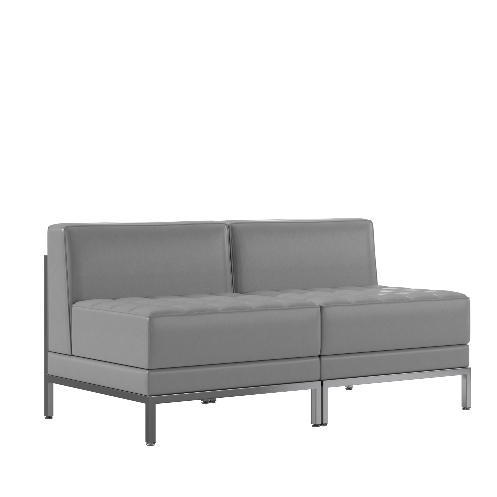 Flash Furniture, 2 Piece Gray LeatherSoft Modular Lounge Set, Primary Color Gray, Included (qty.) 2, Model ZBIMAGMIDCH2GY