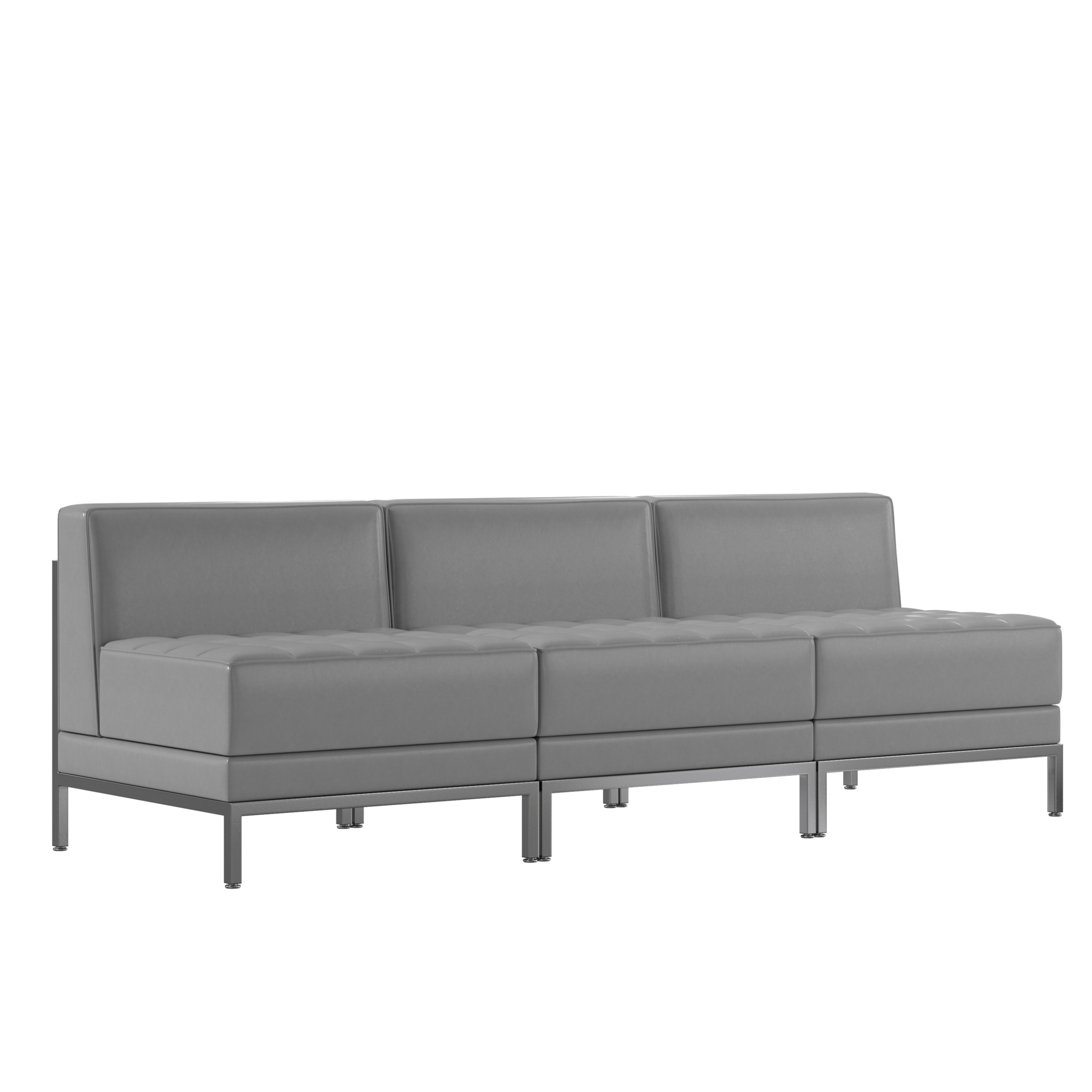 Flash Furniture, 3 Piece Gray LeatherSoft Modular Lounge Set, Primary Color Gray, Included (qty.) 3, Model ZBIMAGMIDCH3GY