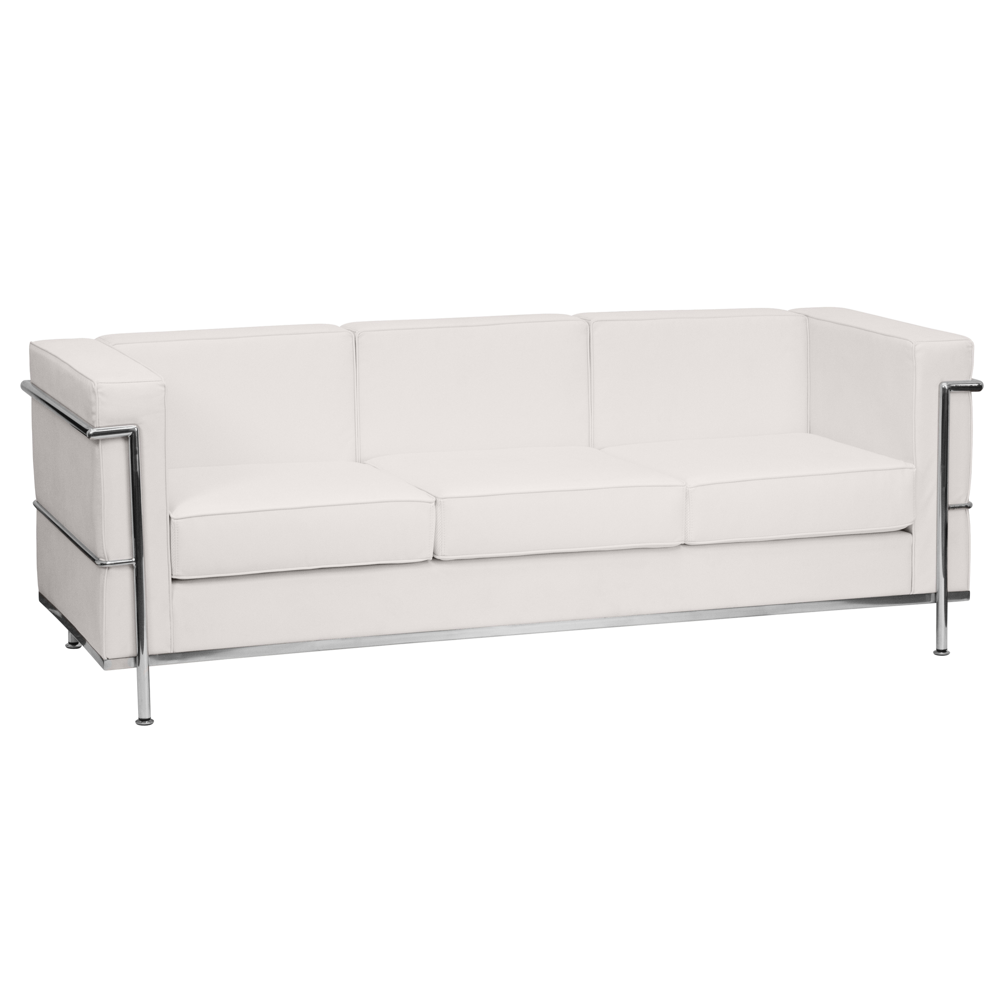 Flash Furniture, White LeatherSoft Sofa with Double Bar Frame, Primary Color White, Included (qty.) 1, Model ZBREG8103SOFWH