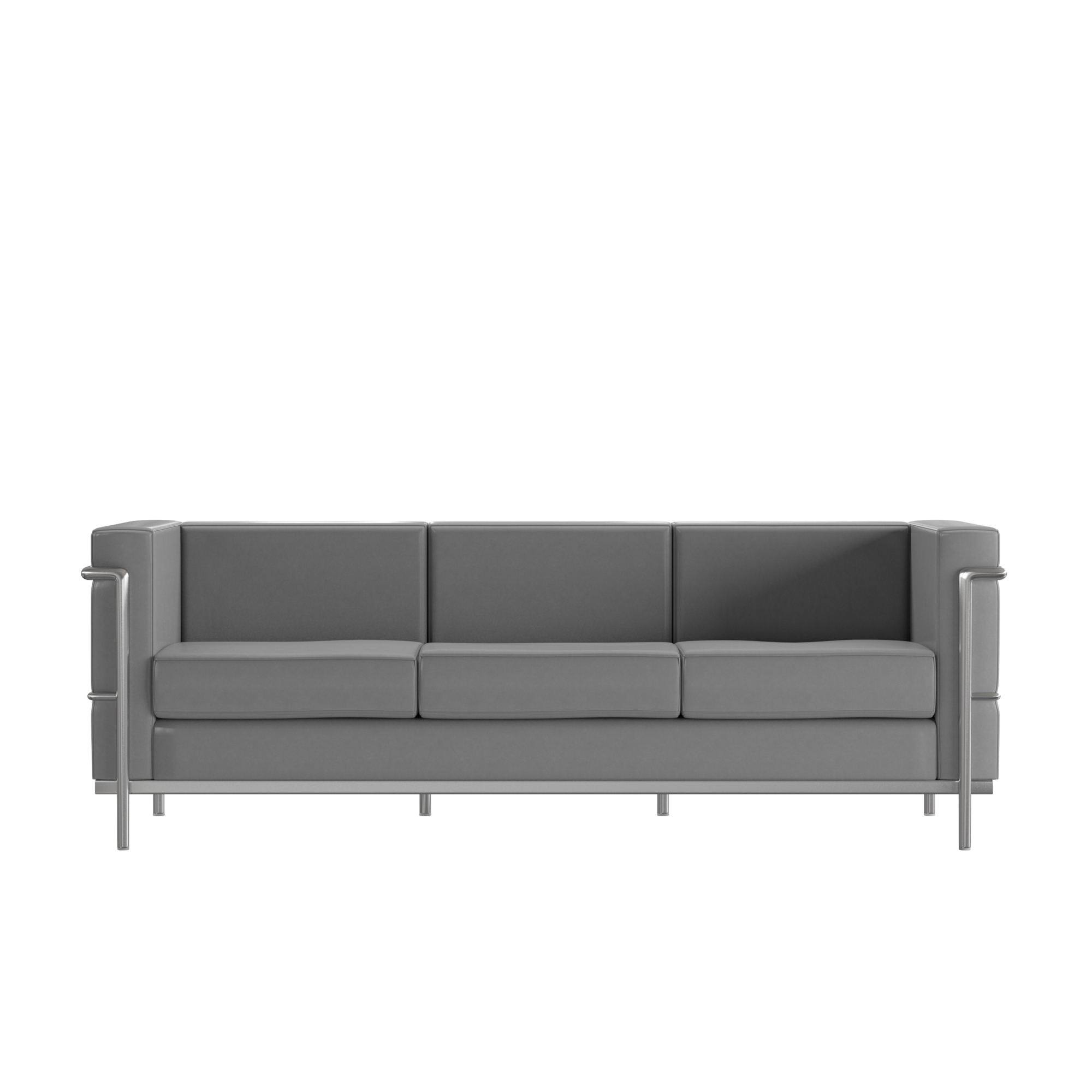 Flash Furniture, Gray LeatherSoft Sofa with Double Bar Frame, Primary Color Gray, Included (qty.) 1, Model ZBREG8103SOFGY