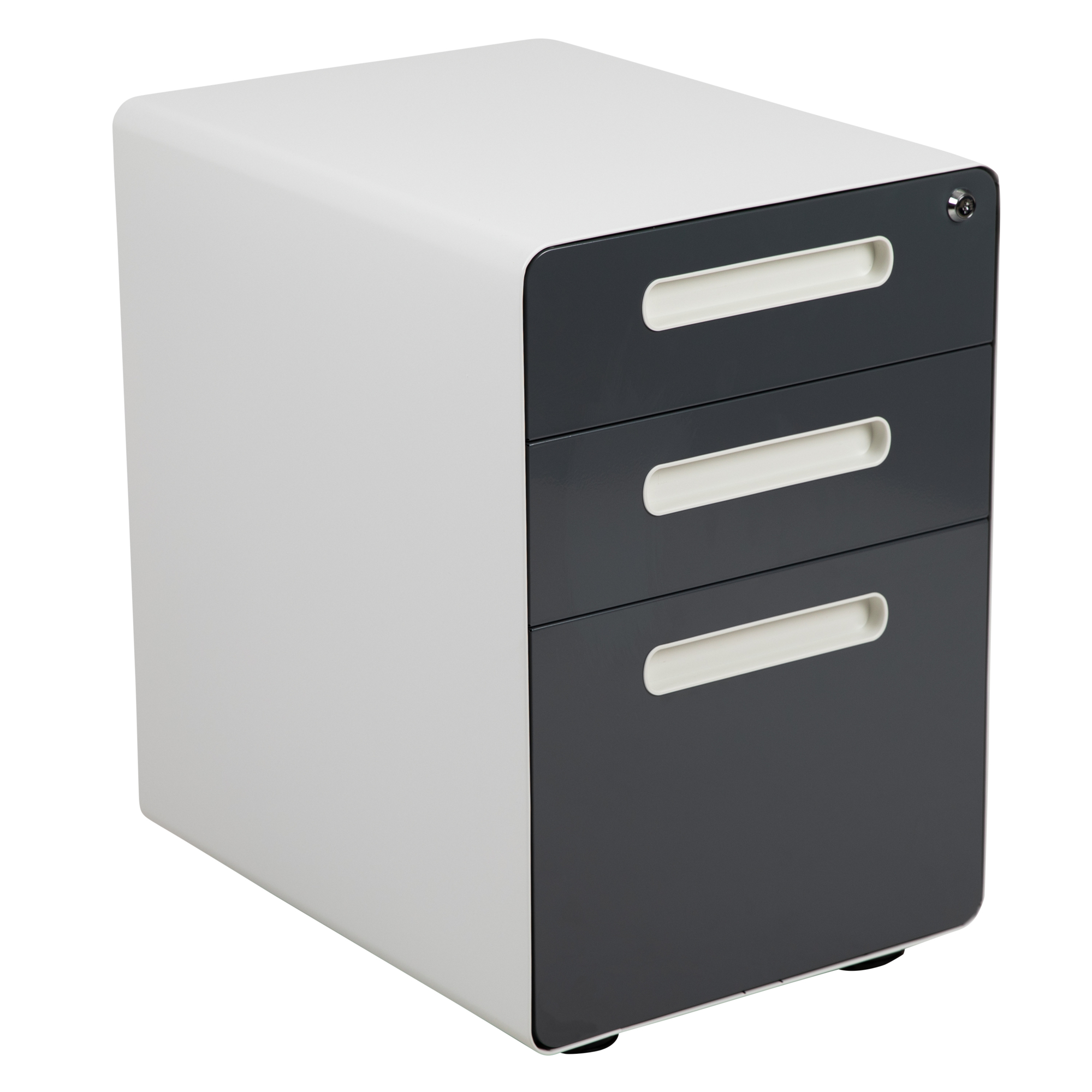 Flash Furniture, 3-Drawer Locking Filing Cabinet-White/Charcoal, Width 16 in, Depth 21 in, Height 24 in, Model HZ-AP53501DGYWH