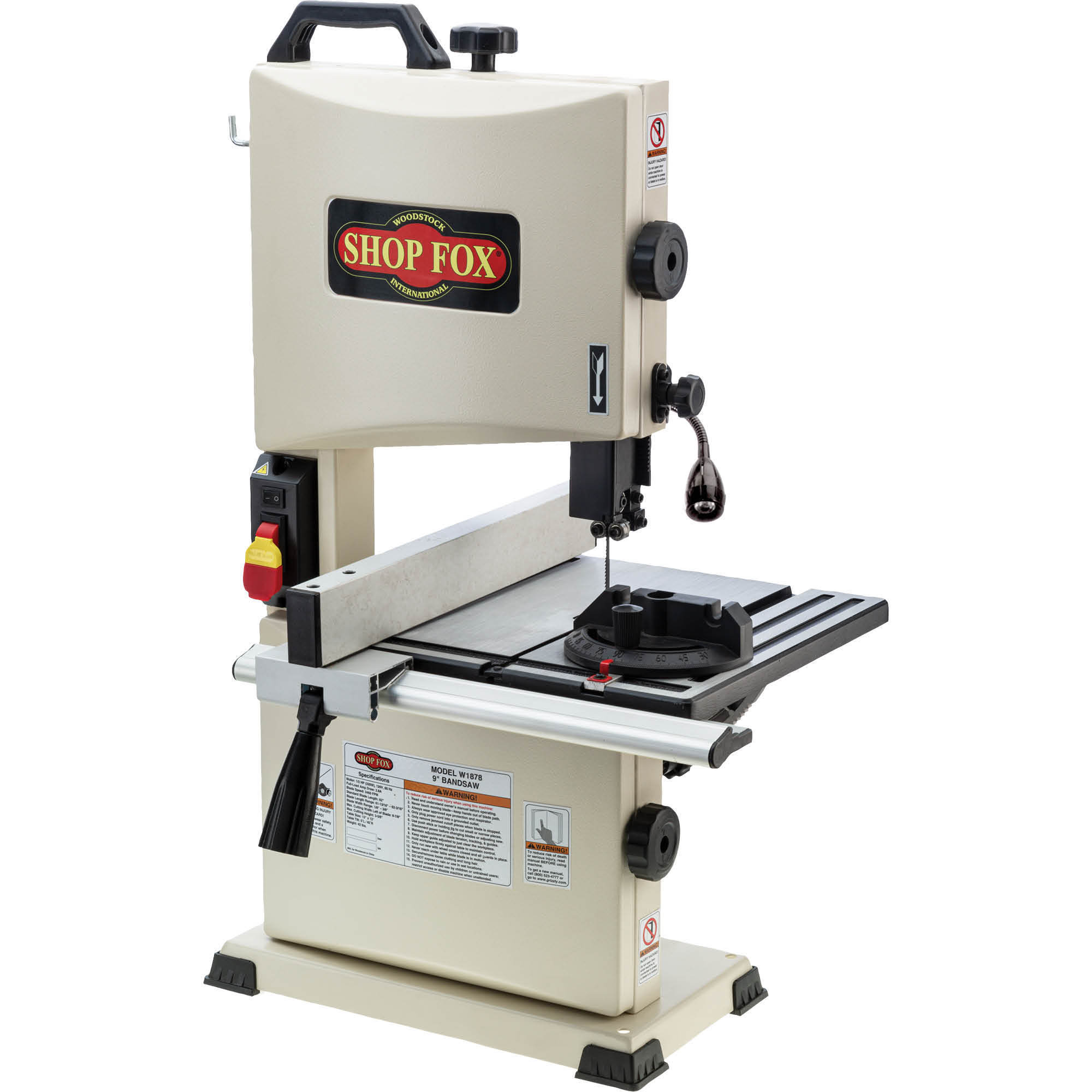 Shop Fox, 9Inch Benchtop Bandsaw, Horsepower 0.33 HP, Volts 120 Power Type Electric, Model W1878