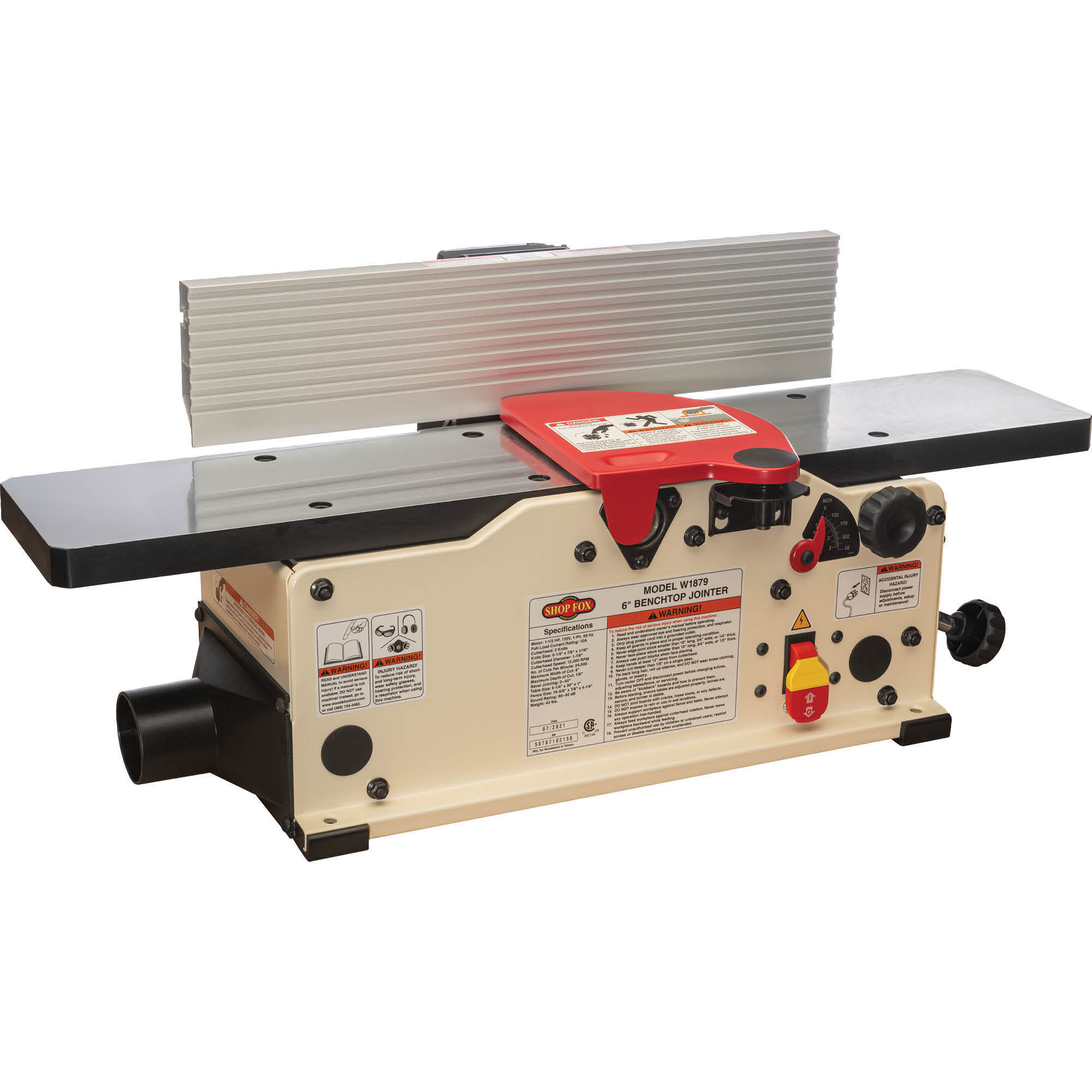 Shop Fox, 6Inch Benchtop Jointer with Straight Knives, Model W1879