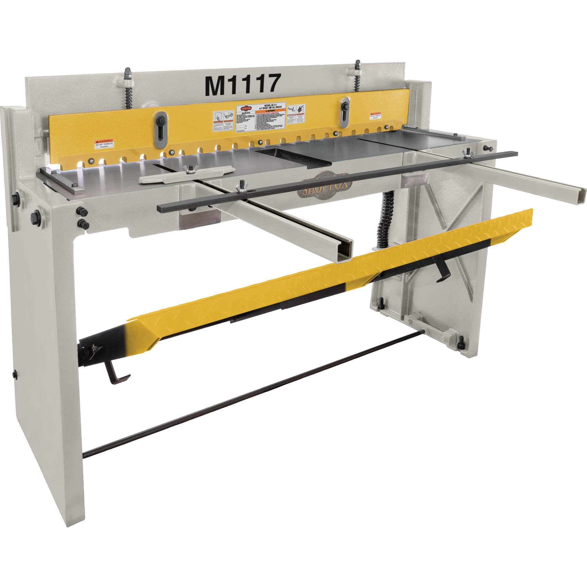 Shop Fox, 52Inch Sheet Metal Shear with Bevel Gauge, Max. Cutting Length 52 in, Max. Material Thickness 16 ga, Model M1117