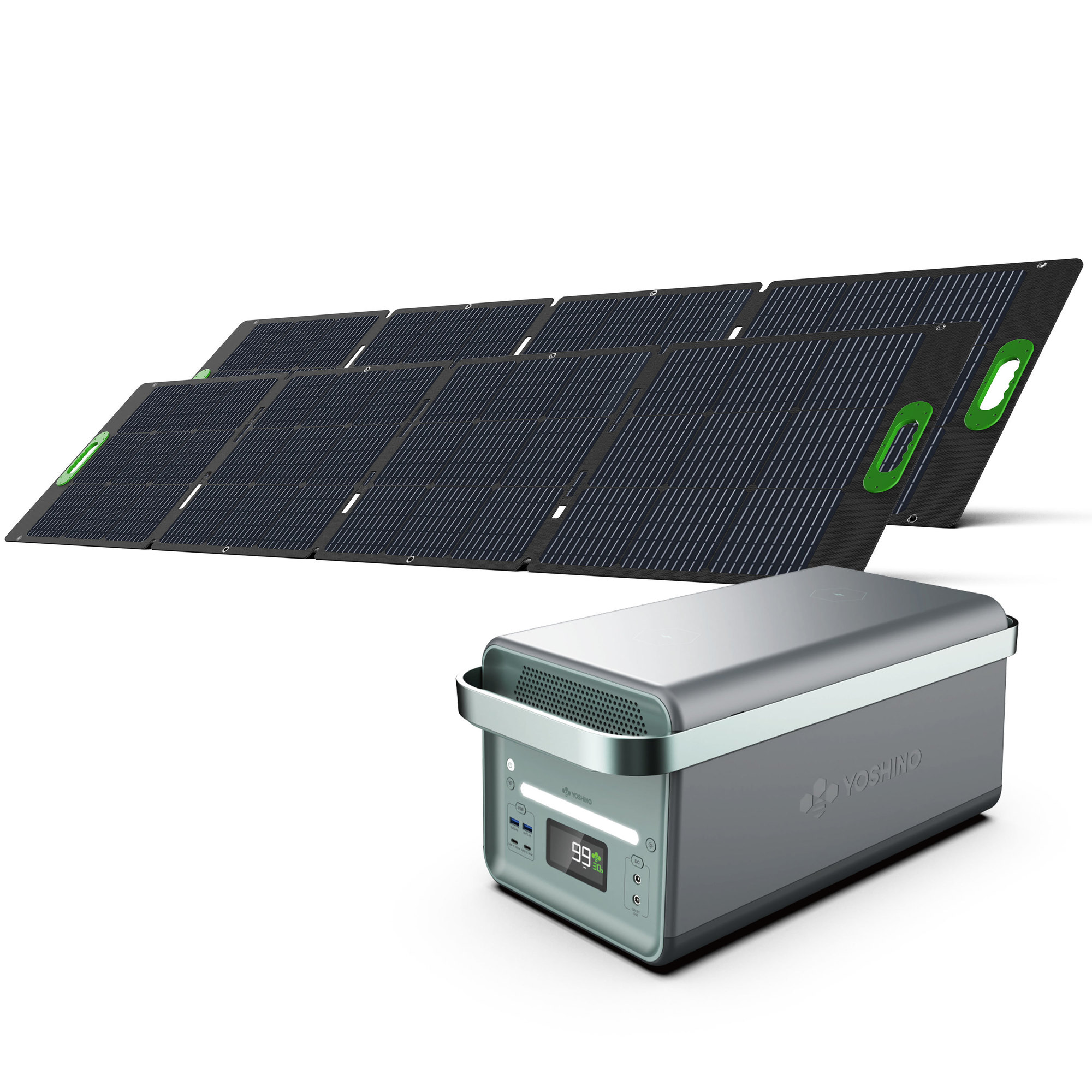 Yoshino, SS Portable Solar Generator 4000W + (2)200W Panels, Running Watts 4000, Surge Watts 6000, Model K40SP22