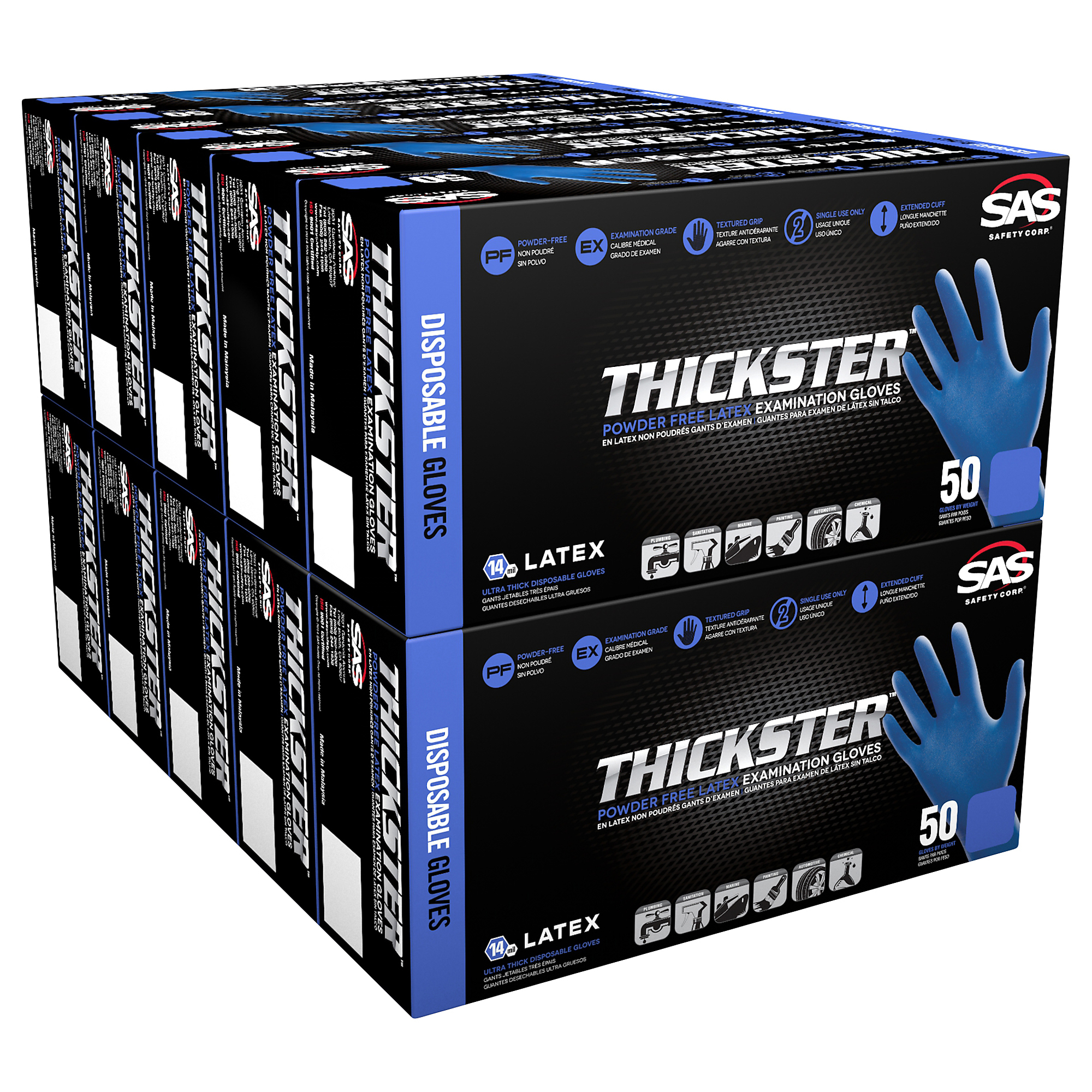 Thickster, Case of Thickster Powder-Free Latex 14 mil, Size M, Color Blue, Included (qty.) 500 Model 6602-20CASE
