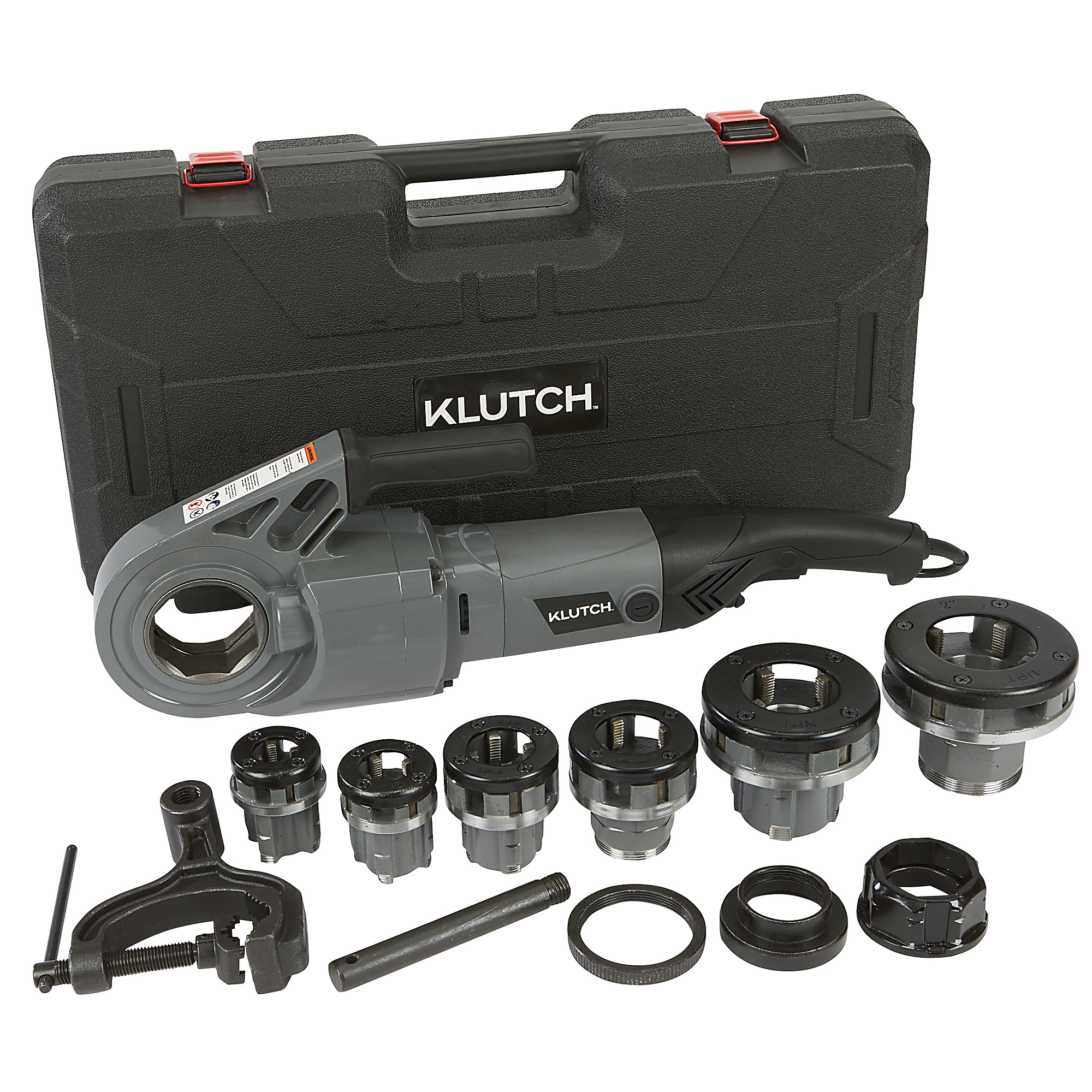 Klutch 2Inch Portabble Pipe Threader, 6 Dies, 28 RPM, 10 Amps, Model 204507003001