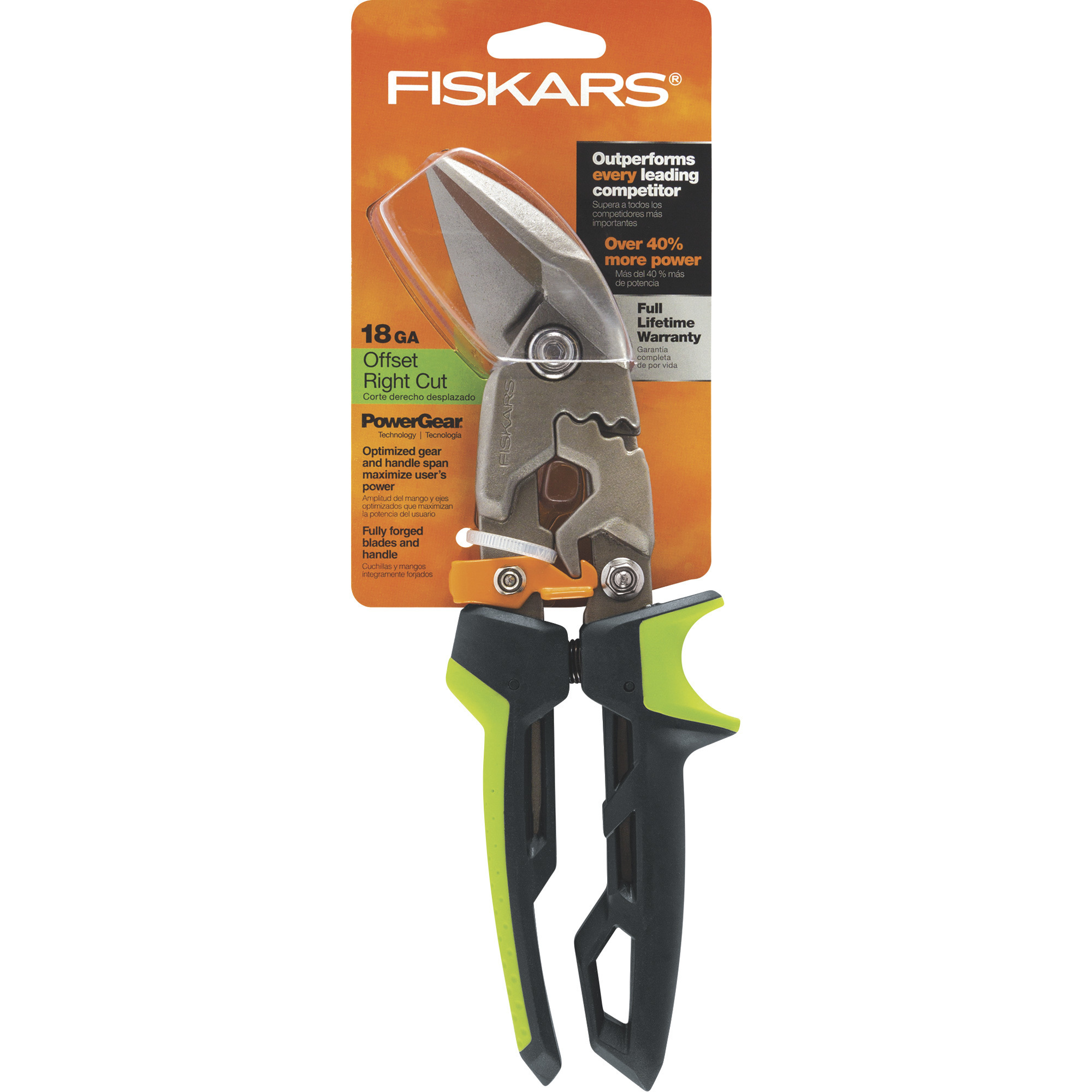 Fiskars PowerGear Aviation Snips â Offset, Right Cut, Model 710630-1001