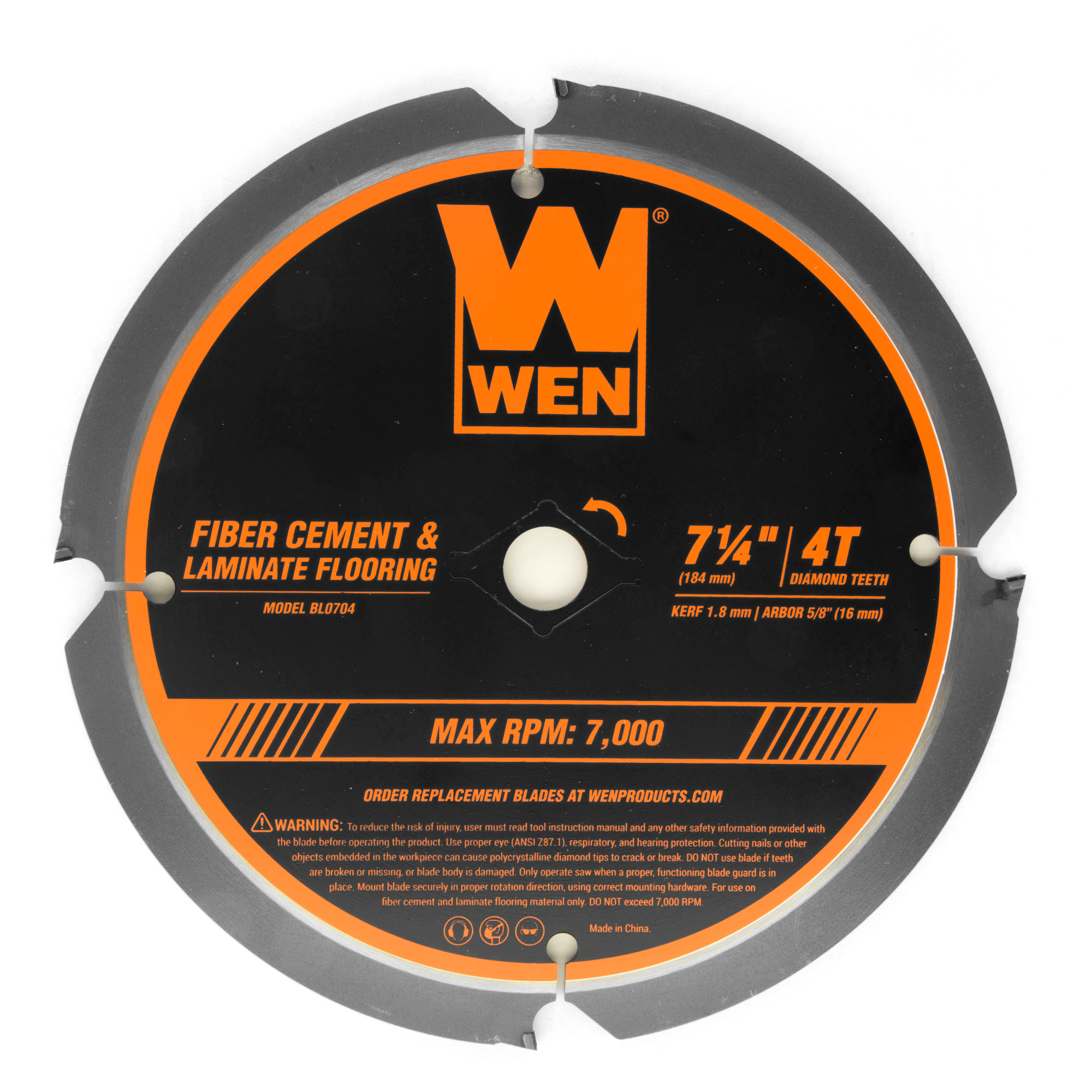 WEN, 7-1/4Inch 4-Tooth Diamond-Tipped Circular Saw Blade, Blade Diameter 7 1/4 in, Included (qty.) 1, Model BL0704