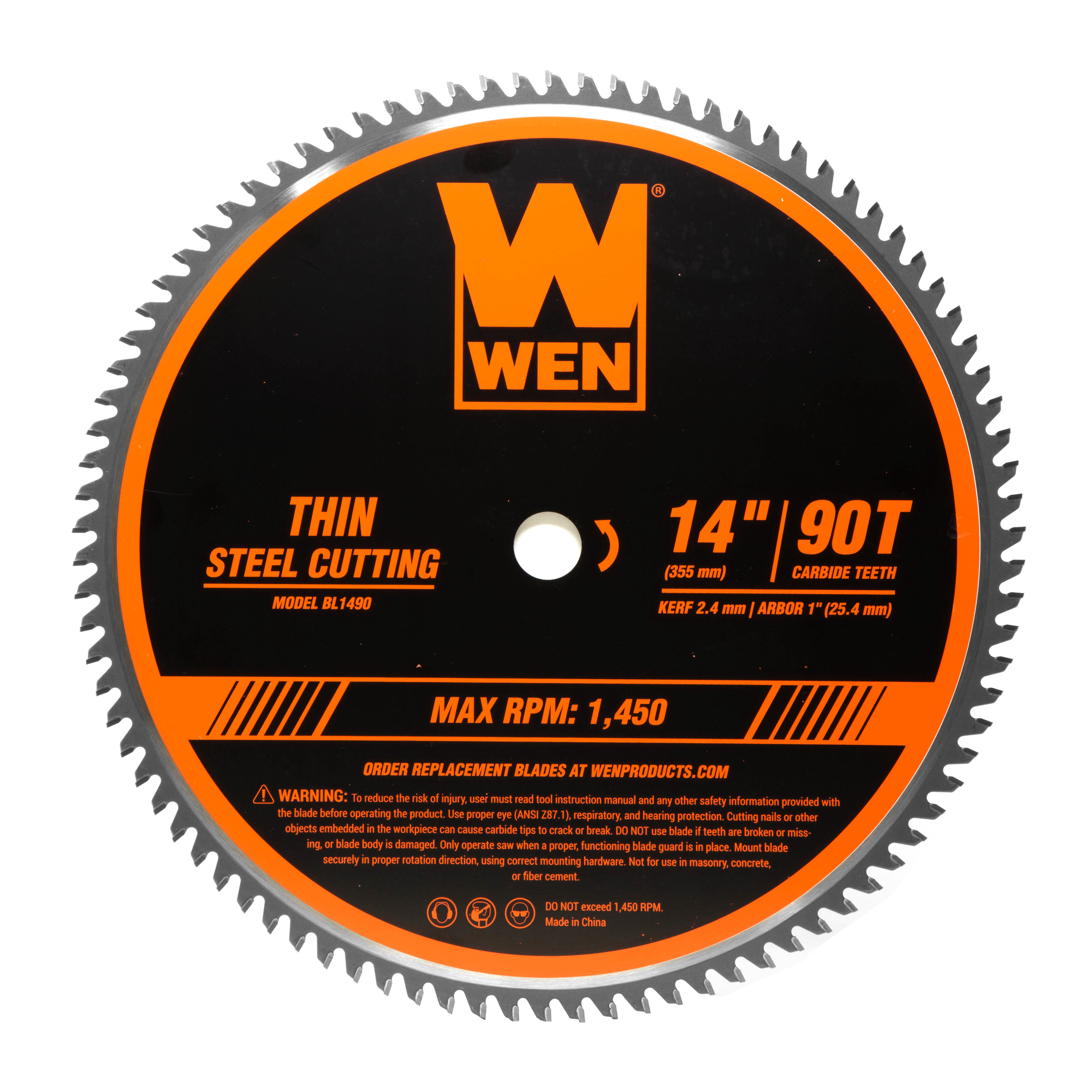 WEN, 14Inch 90-Tooth Carbide-Tipped Metal Saw Blade, Blade Diameter 14 in, Included (qty.) 1, Model BL1490