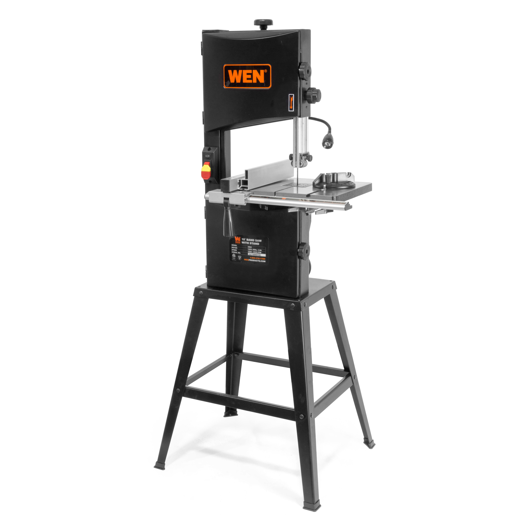 WEN, 10Inch Two-Speed Band Saw with Stand, Worklight, Volts 120, Power Type Corded, Model BA3962