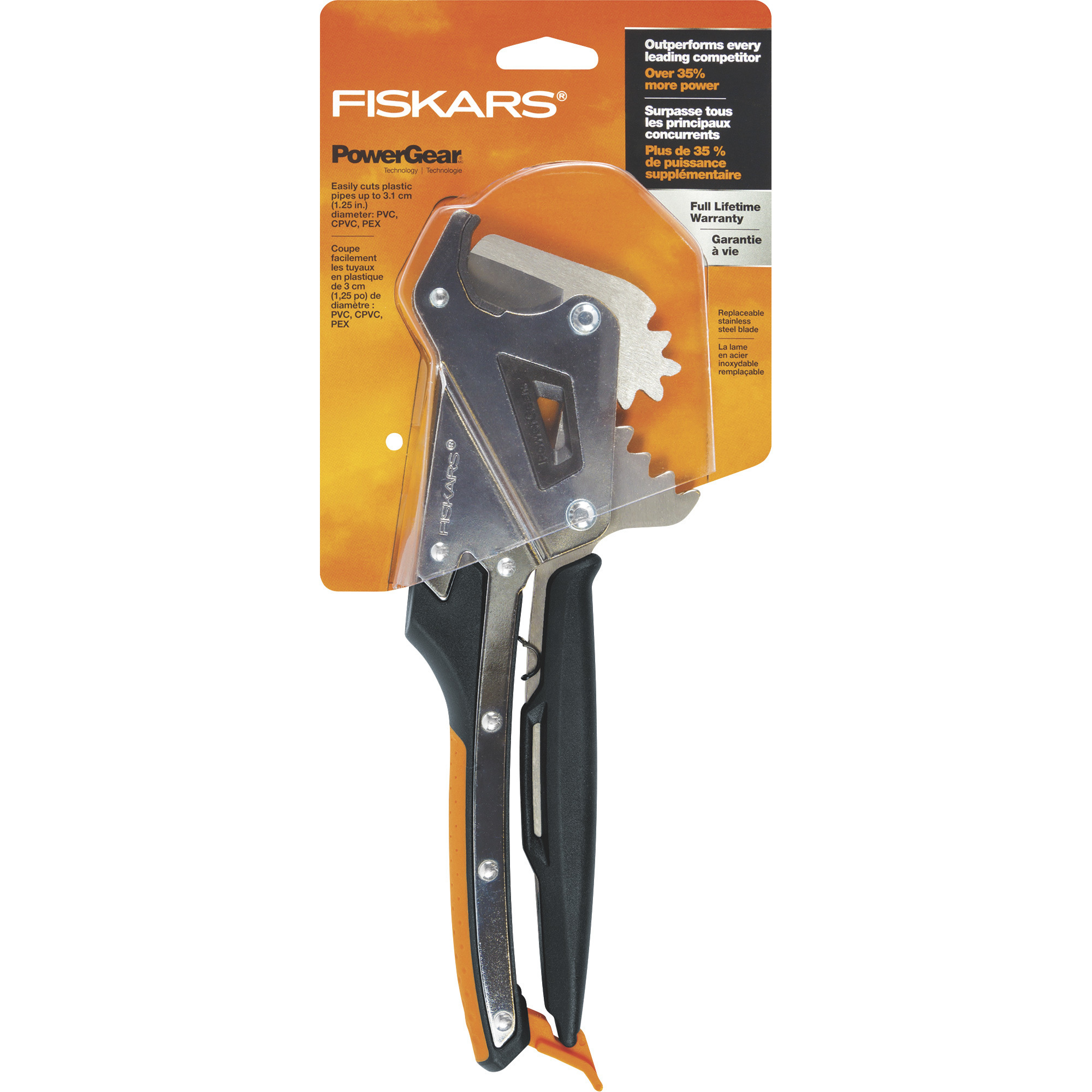 Fiskars PowerGear Plastic Pipe Cutter, Model 740100-1001