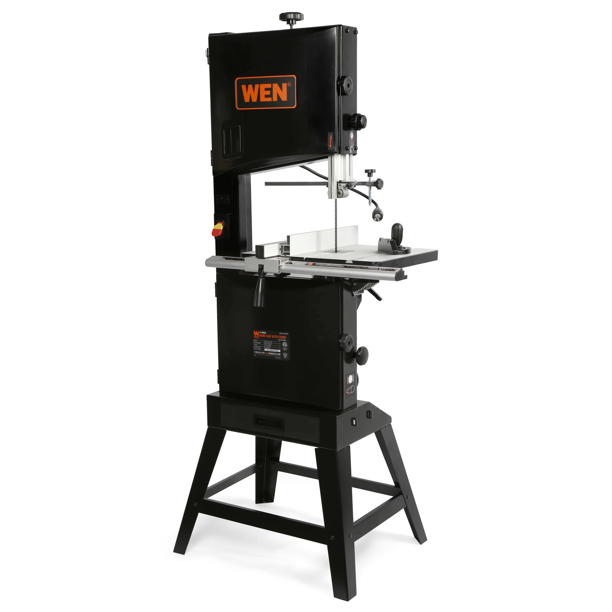 WEN, 14Inch Two-Speed Band Saw with Stand, Work Light, Volts 120, Power Type Corded, Model BA1487