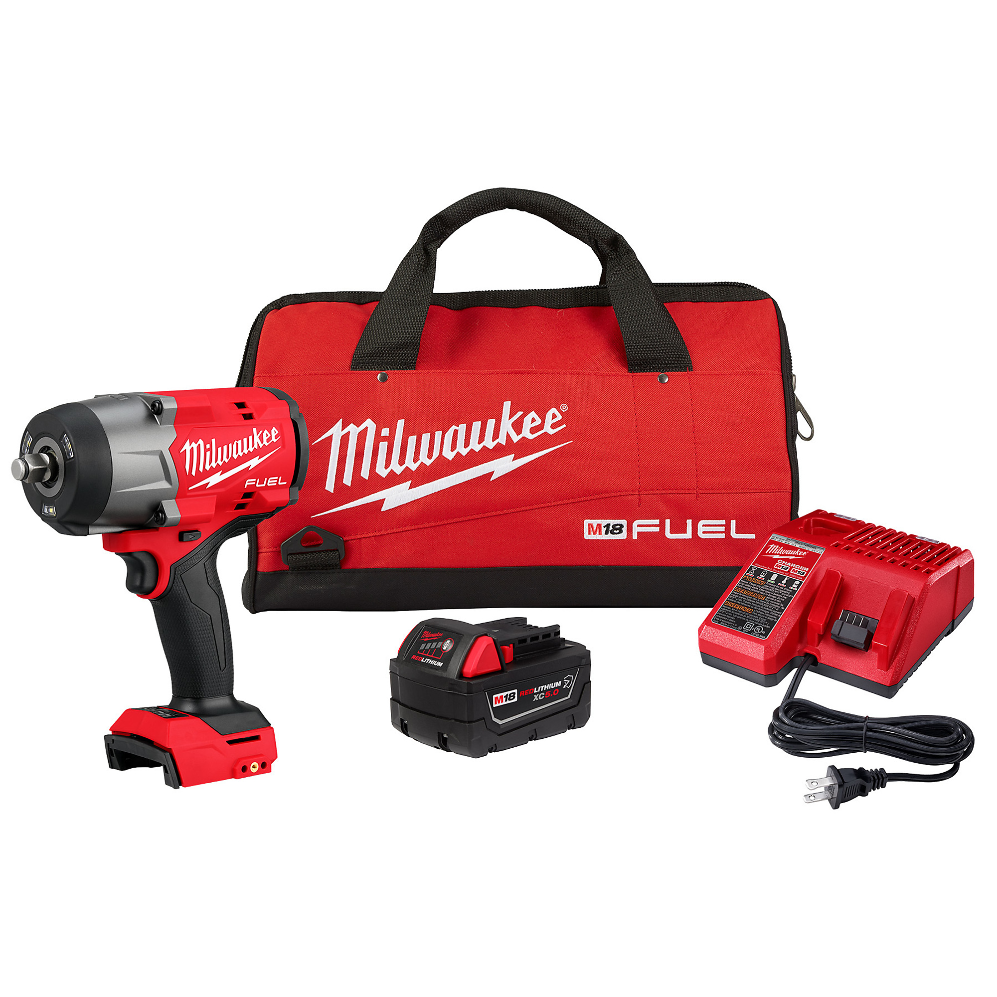 Milwaukee, M18 1/2Inch High Torque Impact Wrench FrictRingKit, Drive Size 1/2 in, Volts 18 Battery Type Lithium-ion, Model 2967-21B