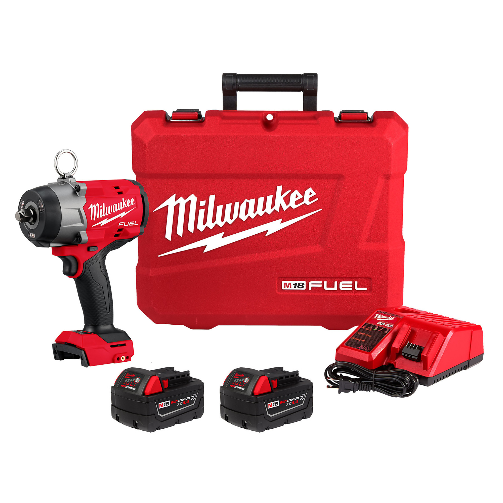 Milwaukee, M18 1/2Inch High Torque Impact Wrench PinDetentKit, Drive Size 1/2 in, Volts 18 Battery Type Lithium-ion, Model 2966-22